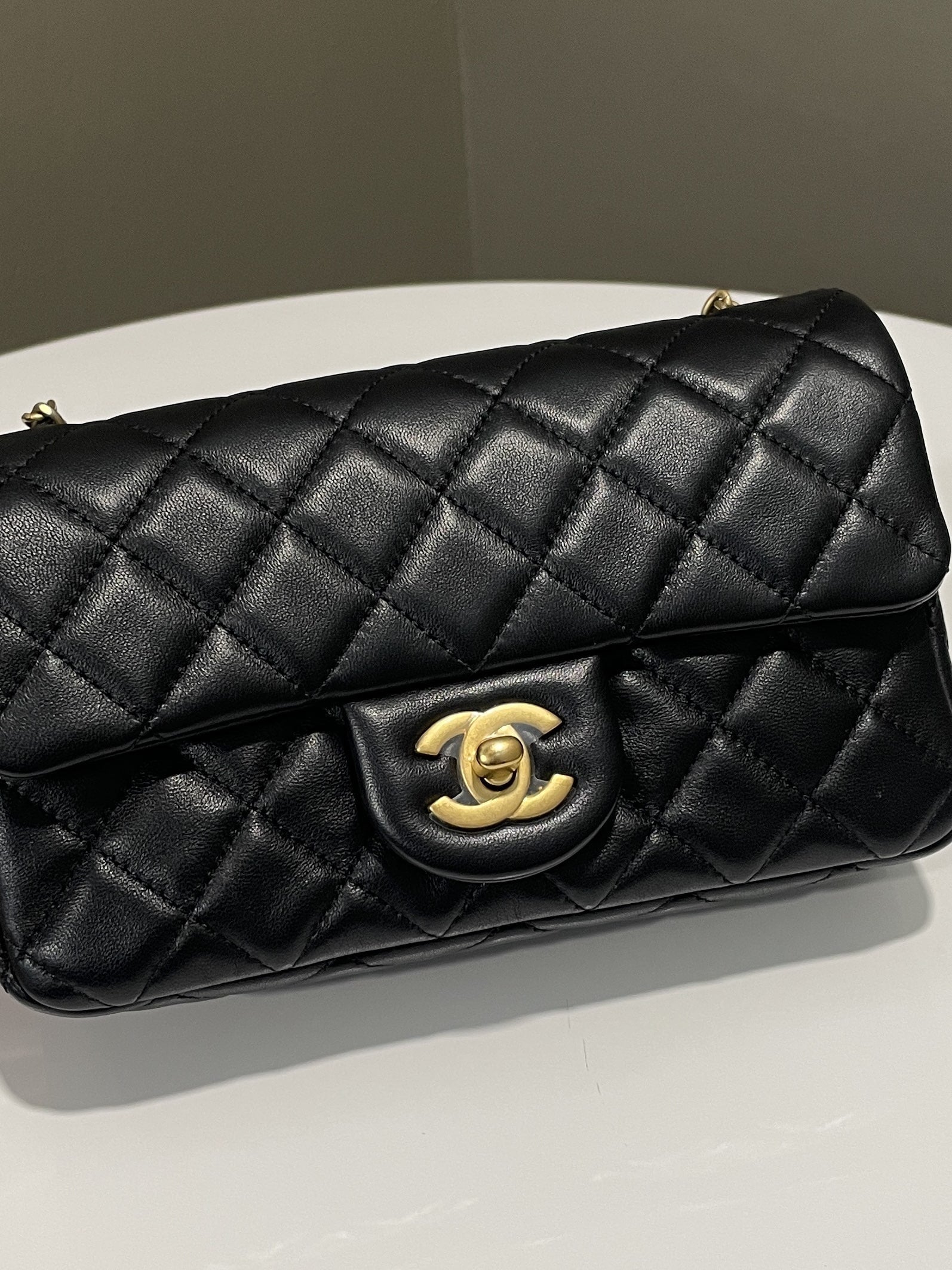 Chanel Pearl Crush Quilted Mini Rectangular Black Lambskin