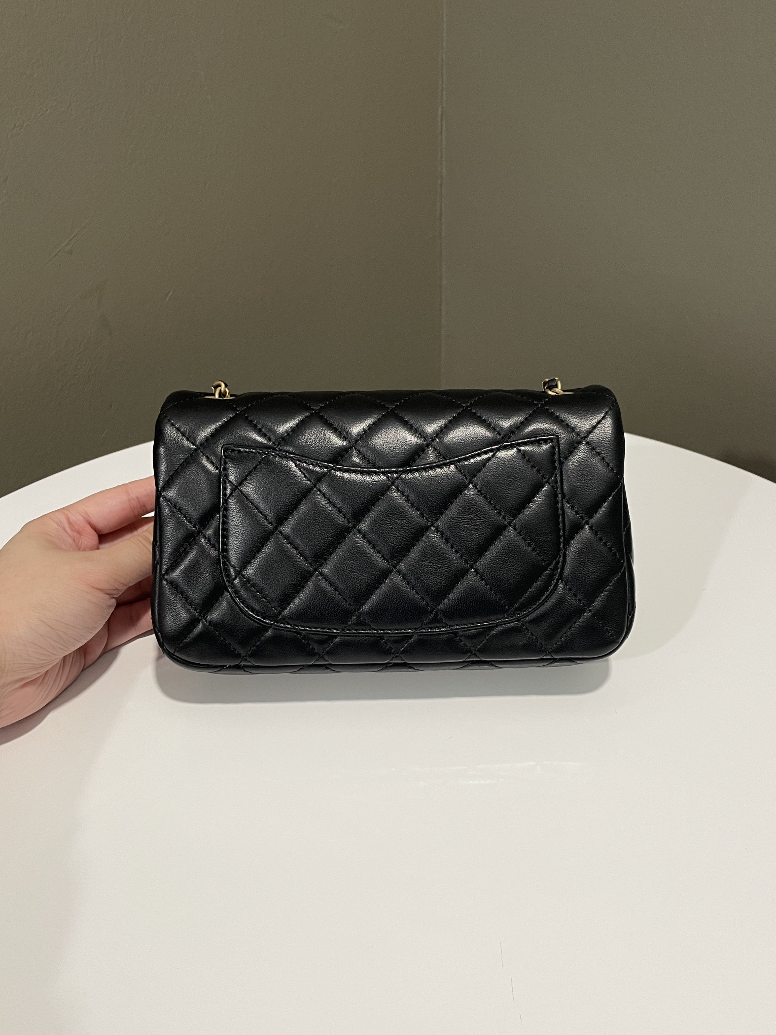 Chanel Pearl Crush Quilted Mini Rectangular Black Lambskin