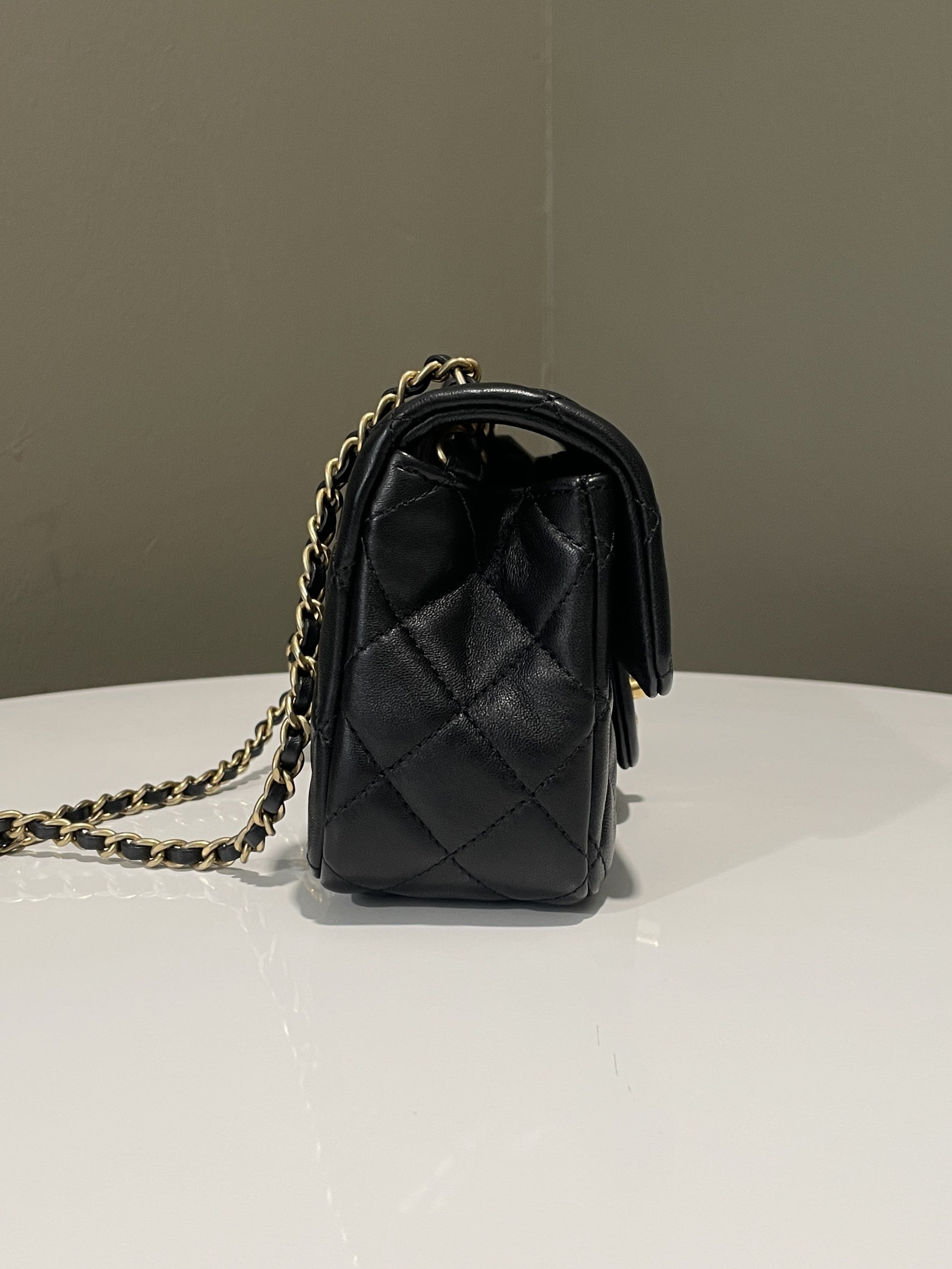 Chanel Pearl Crush Quilted Mini Rectangular Black Lambskin