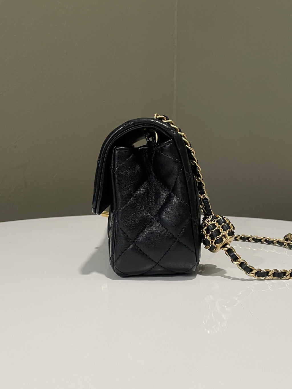 Chanel Pearl Crush Quilted Mini Rectangular Black Lambskin