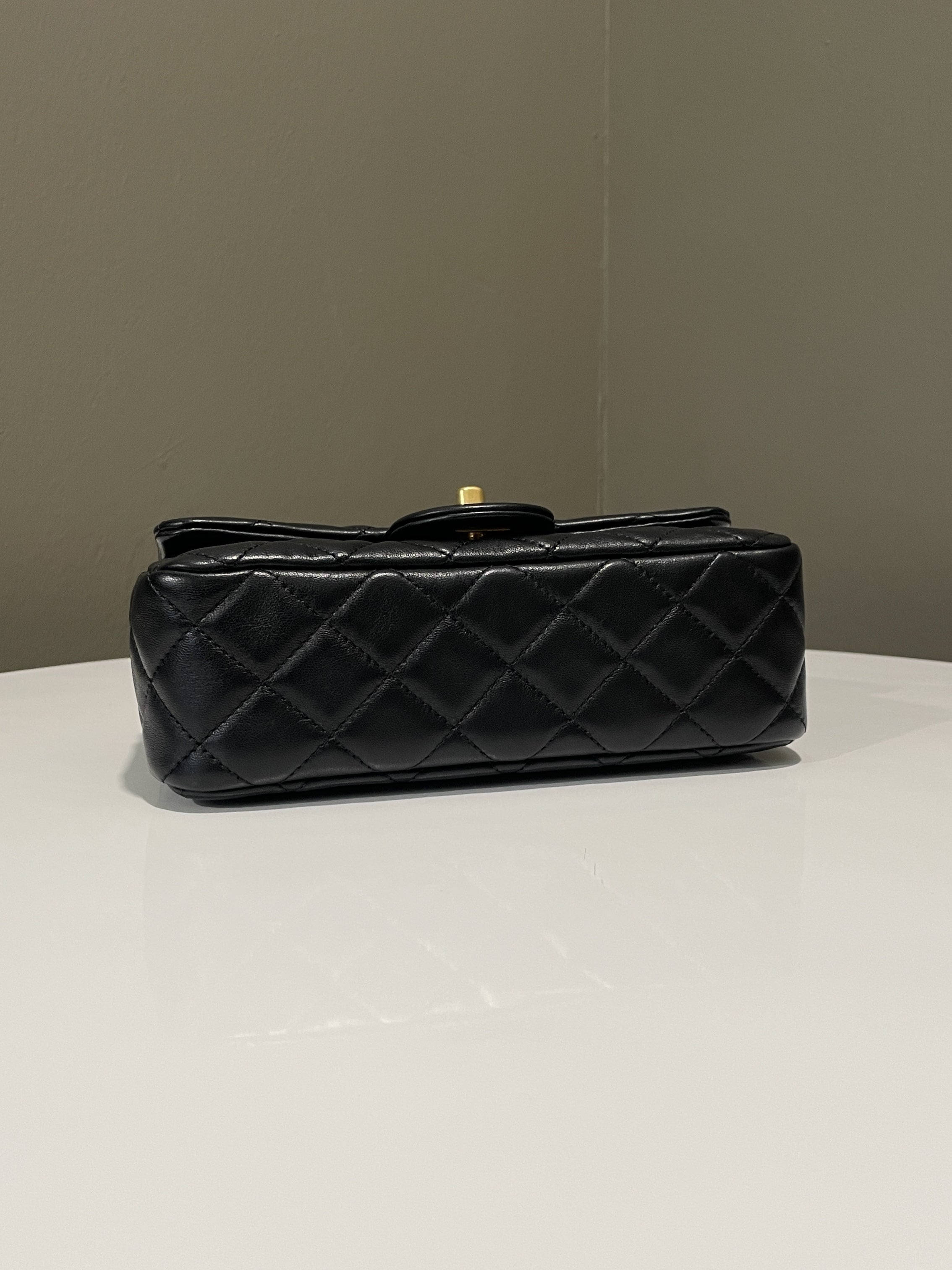 Chanel Pearl Crush Quilted Mini Rectangular Black Lambskin