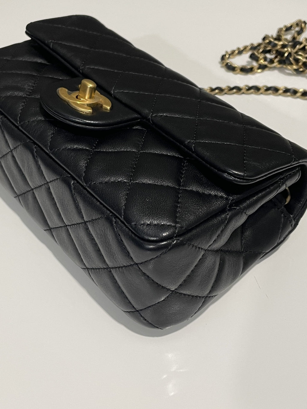 Chanel Pearl Crush Quilted Mini Rectangular Black Lambskin