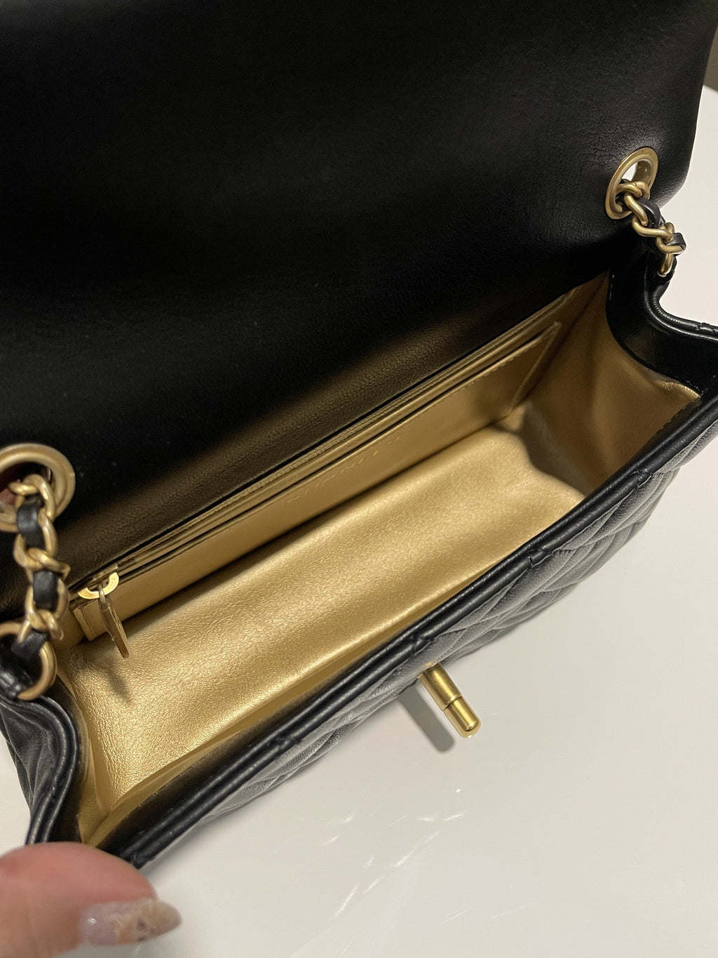 Chanel Pearl Crush Quilted Mini Rectangular Black Lambskin