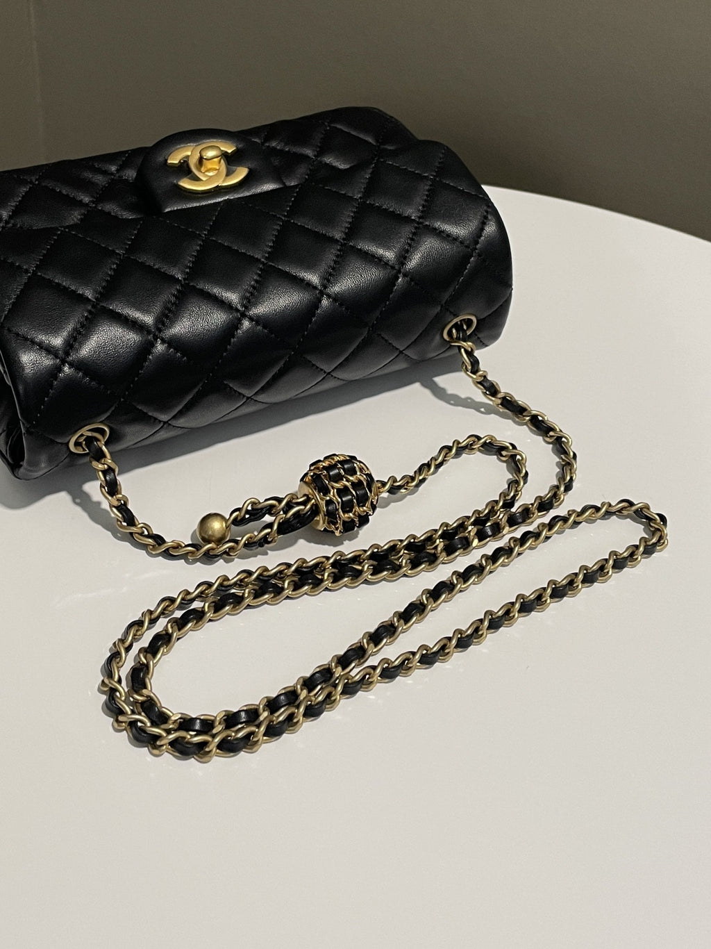 Chanel Pearl Crush Quilted Mini Rectangular Black Lambskin