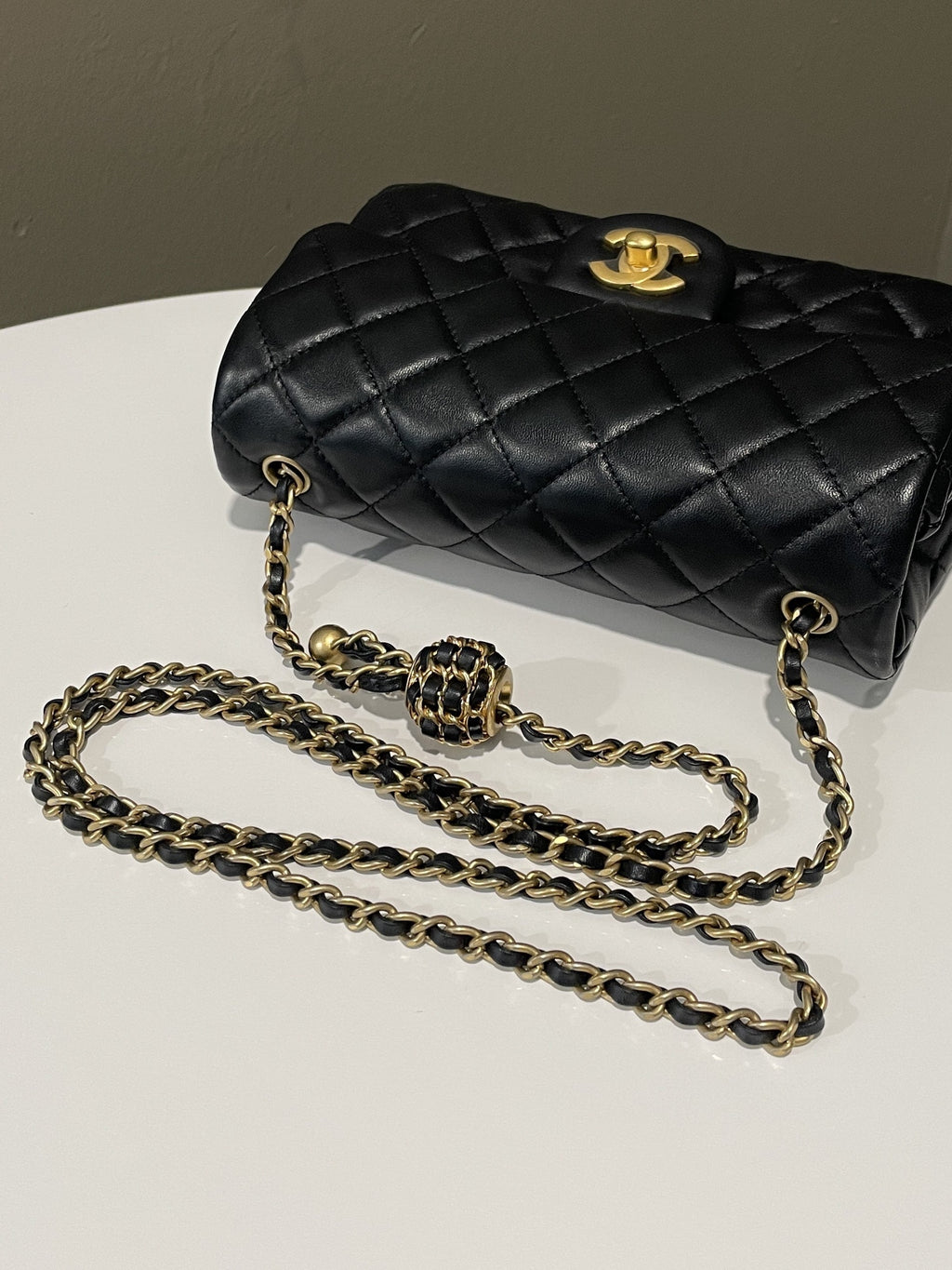 Chanel Pearl Crush Quilted Mini Rectangular Black Lambskin