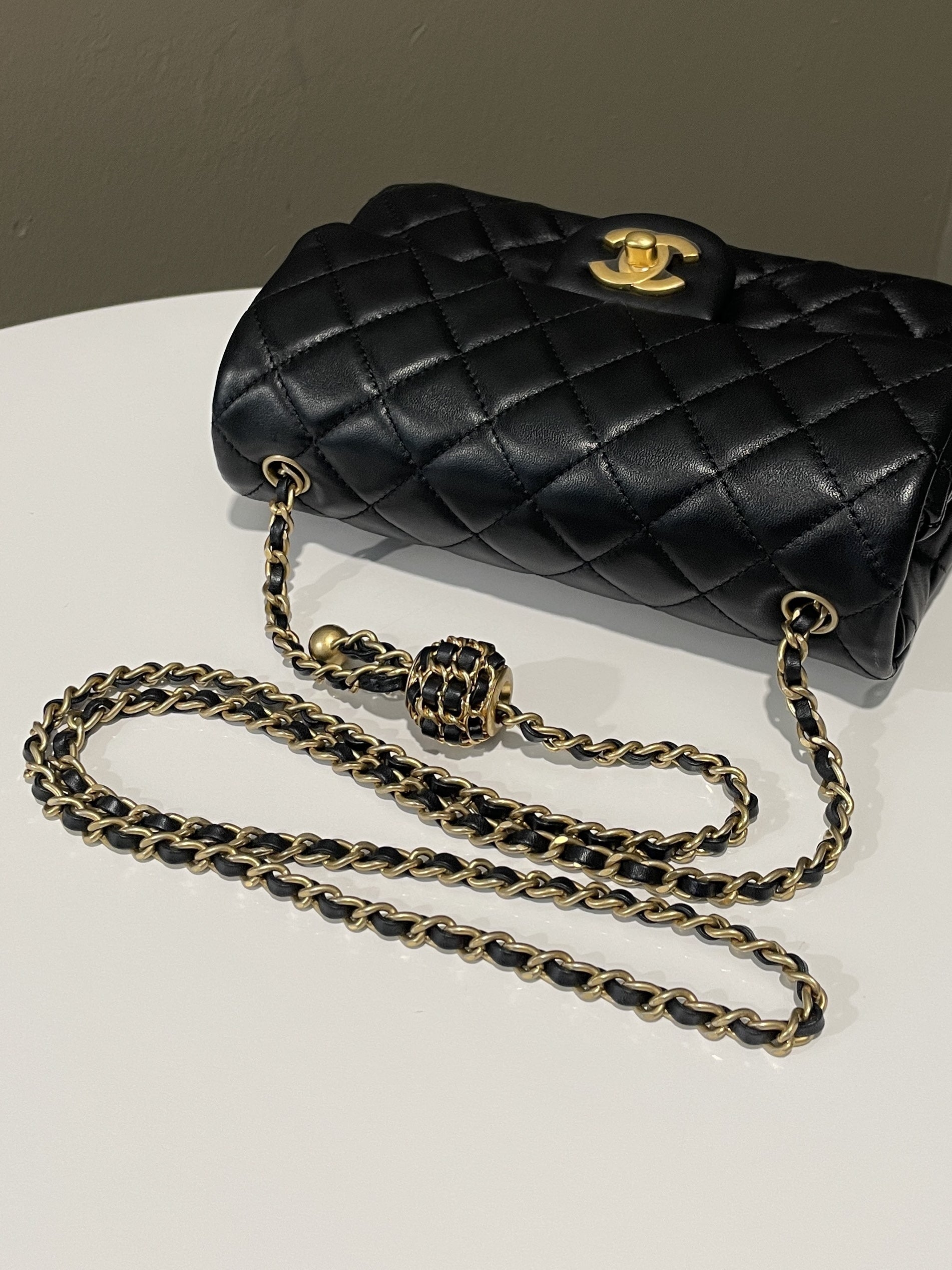 Chanel Pearl Crush Quilted Mini Rectangular Black Lambskin