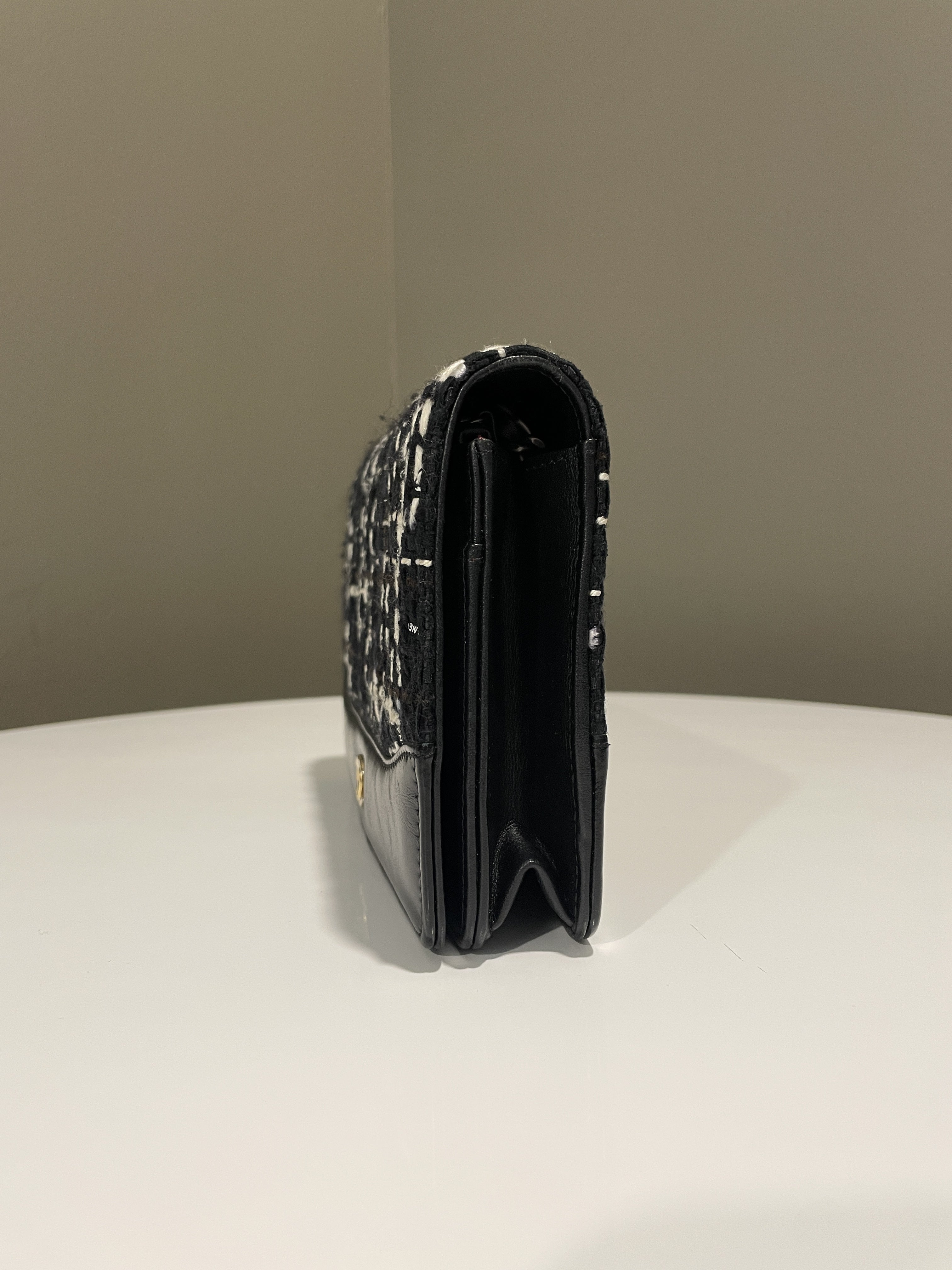 Chanel Wallet On Chain Tweed Black Calfksin
