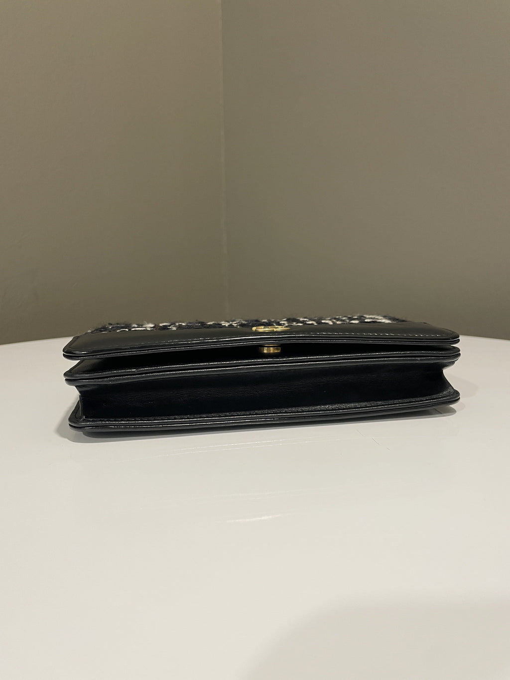 Chanel Wallet On Chain Tweed Black Calfksin