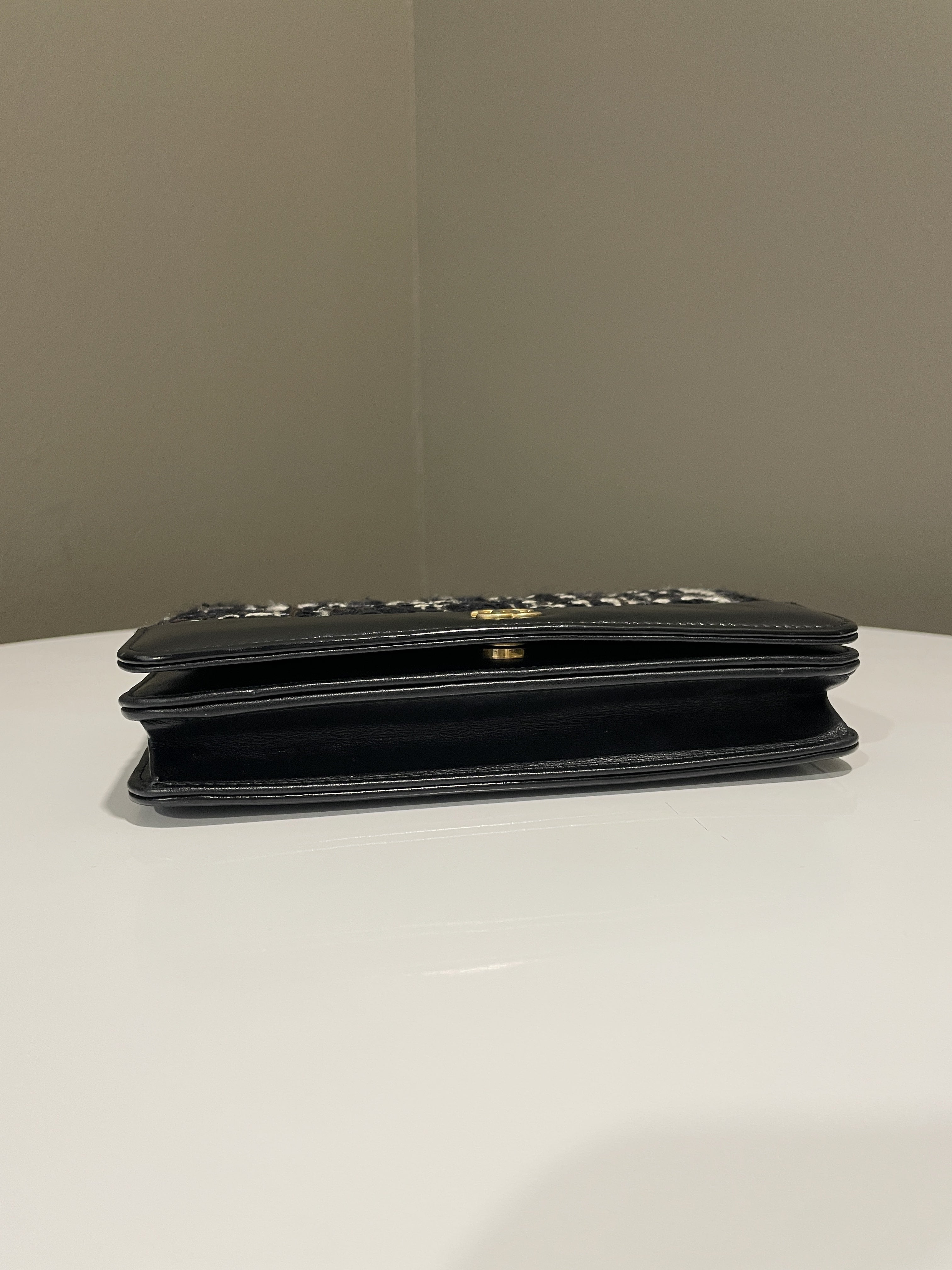 Chanel Wallet On Chain Tweed Black Calfksin