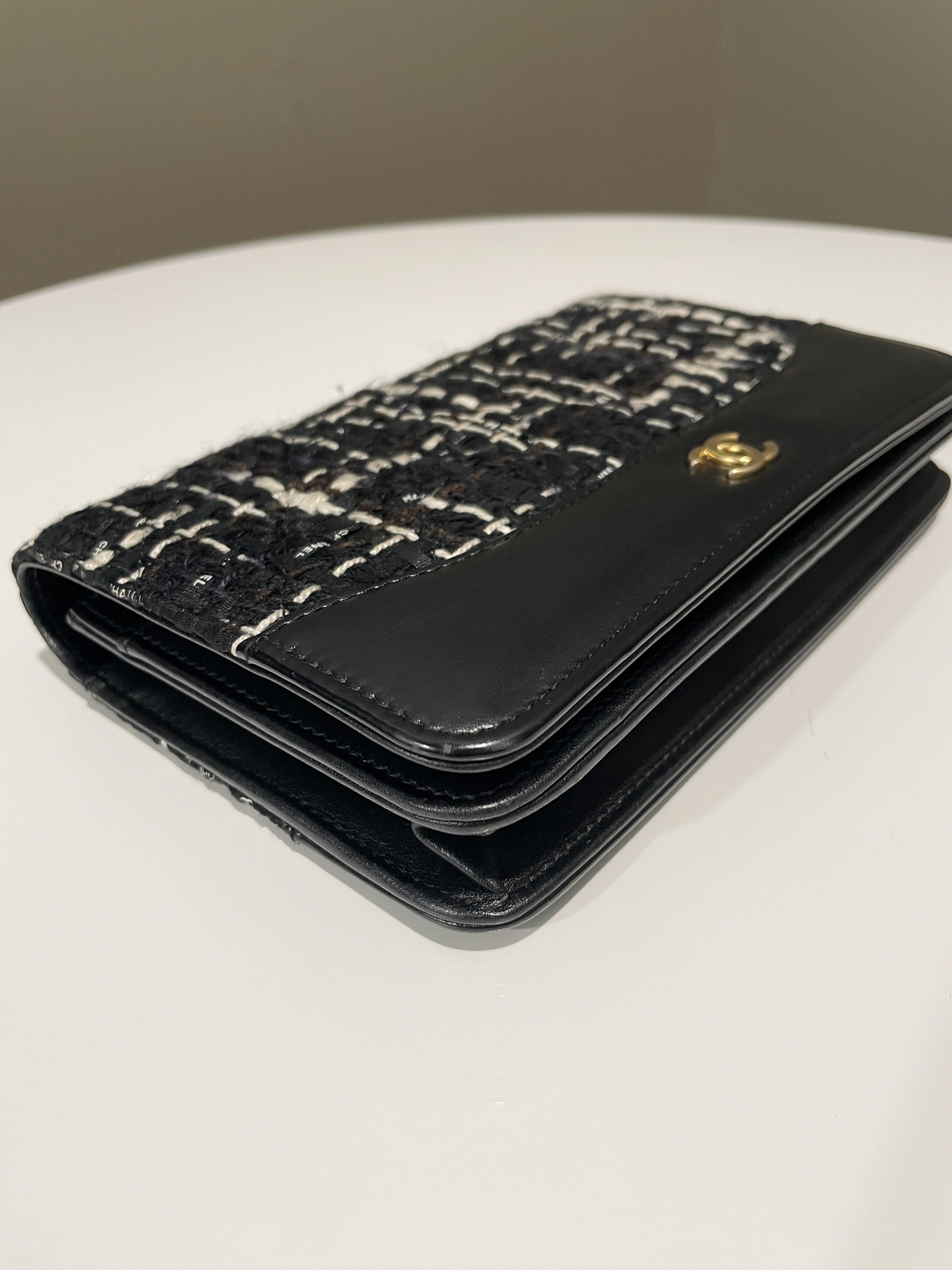 Chanel Wallet On Chain Tweed Black Calfksin