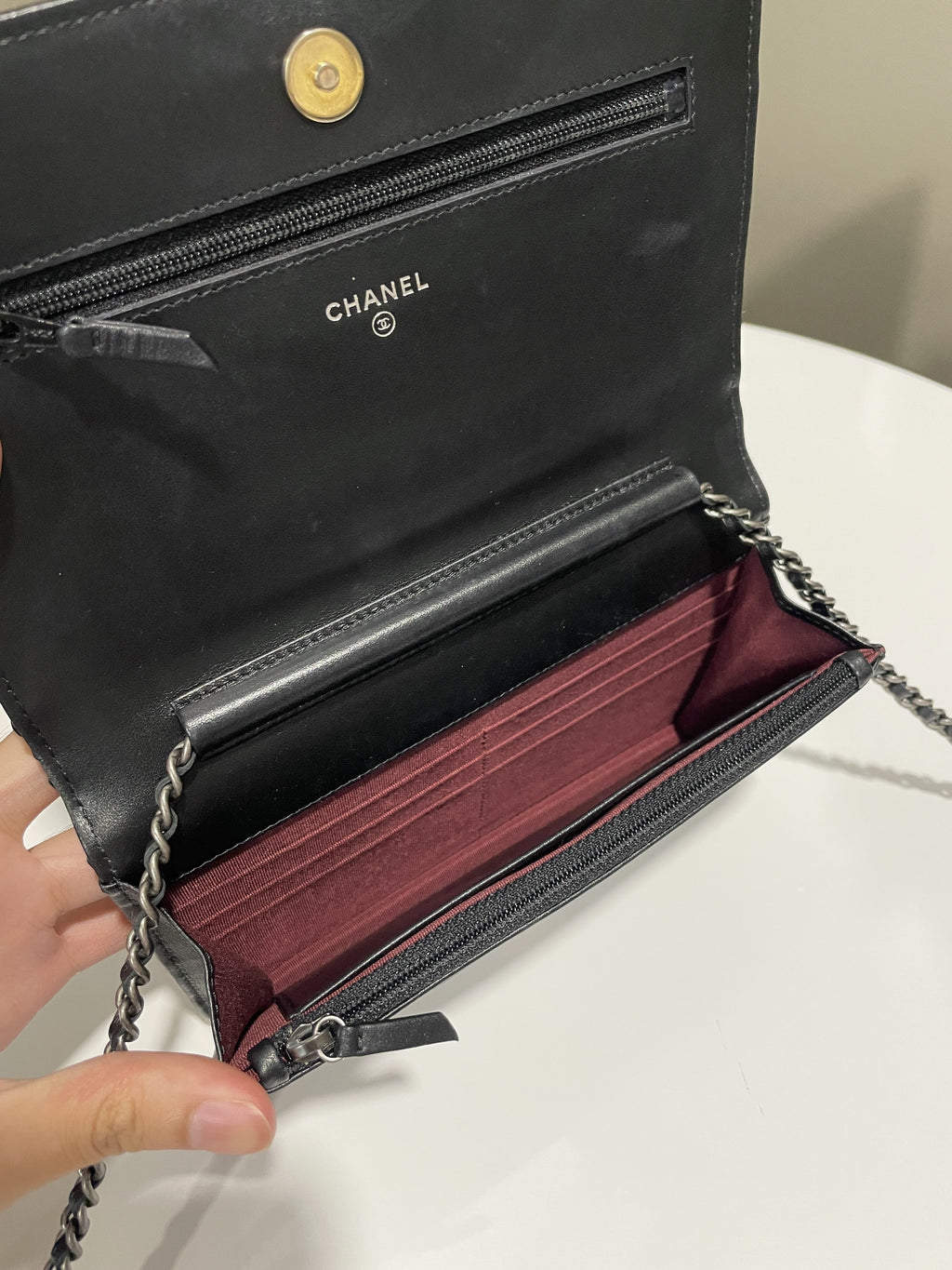 Chanel Wallet On Chain Tweed Black Calfksin