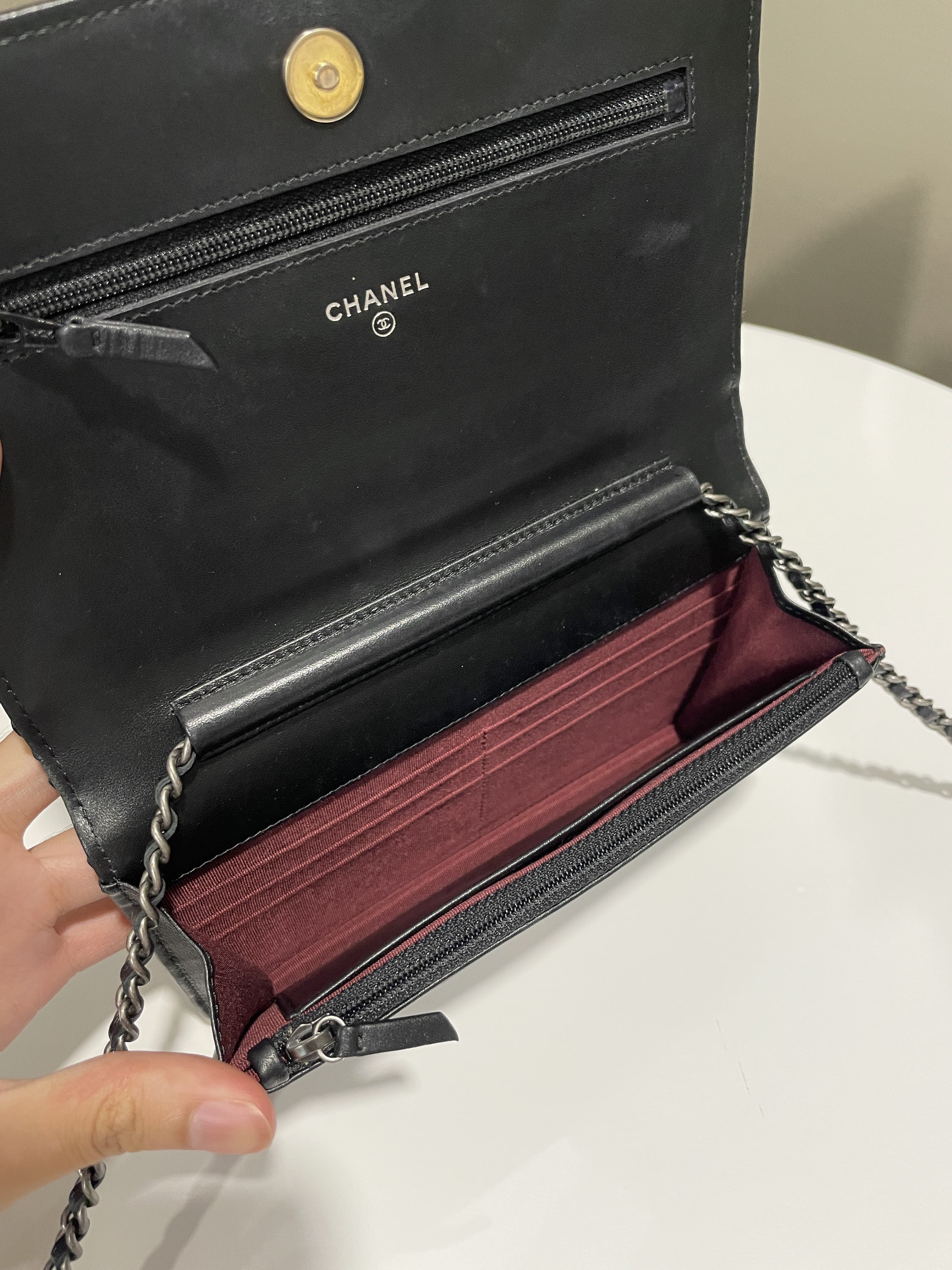 Chanel Wallet On Chain Tweed Black Calfksin