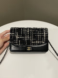 Chanel Wallet On Chain Tweed Black Calfksin