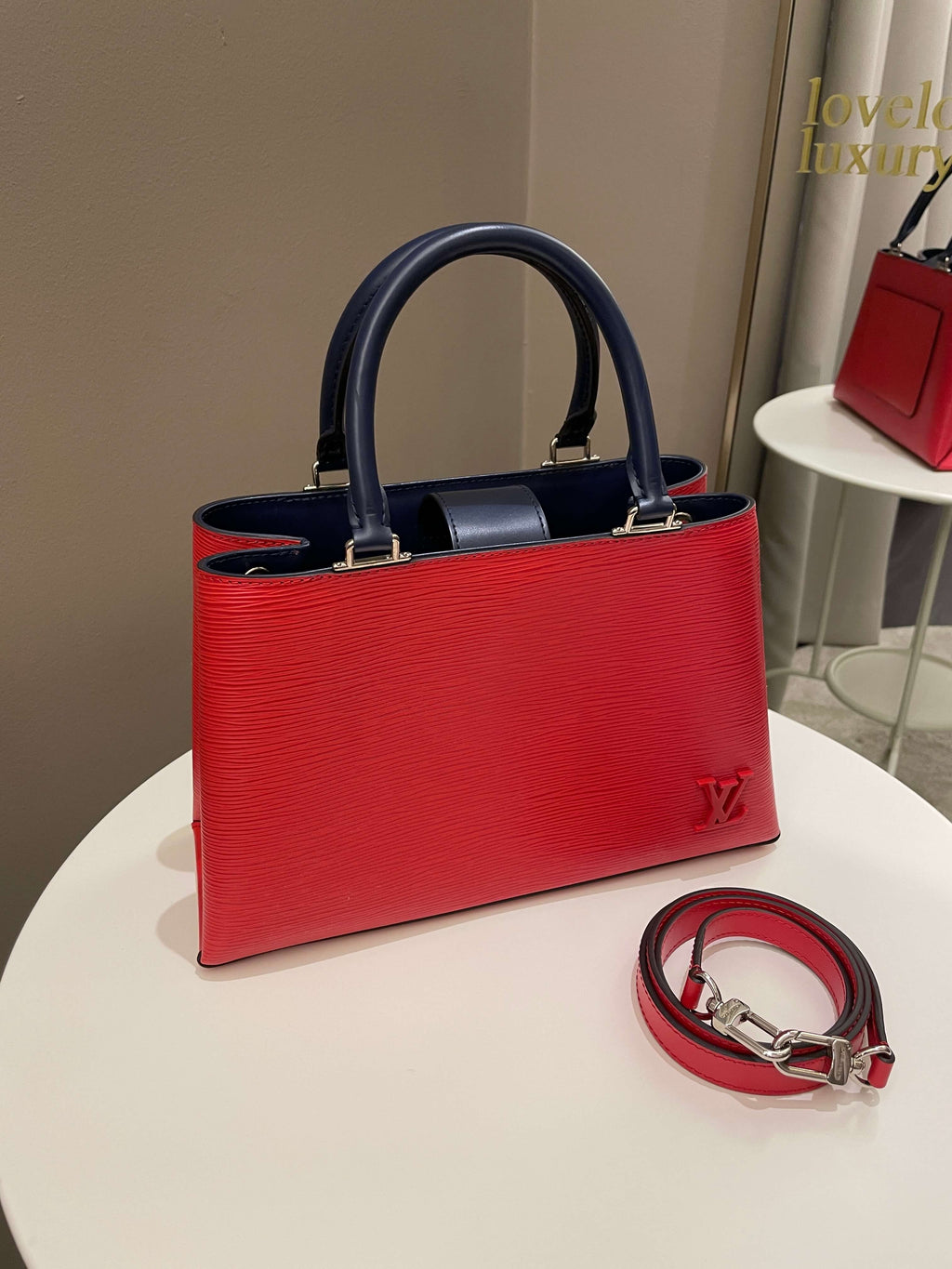 Louis Vuitton Kleber Coquelicot / Navy Epi Leather