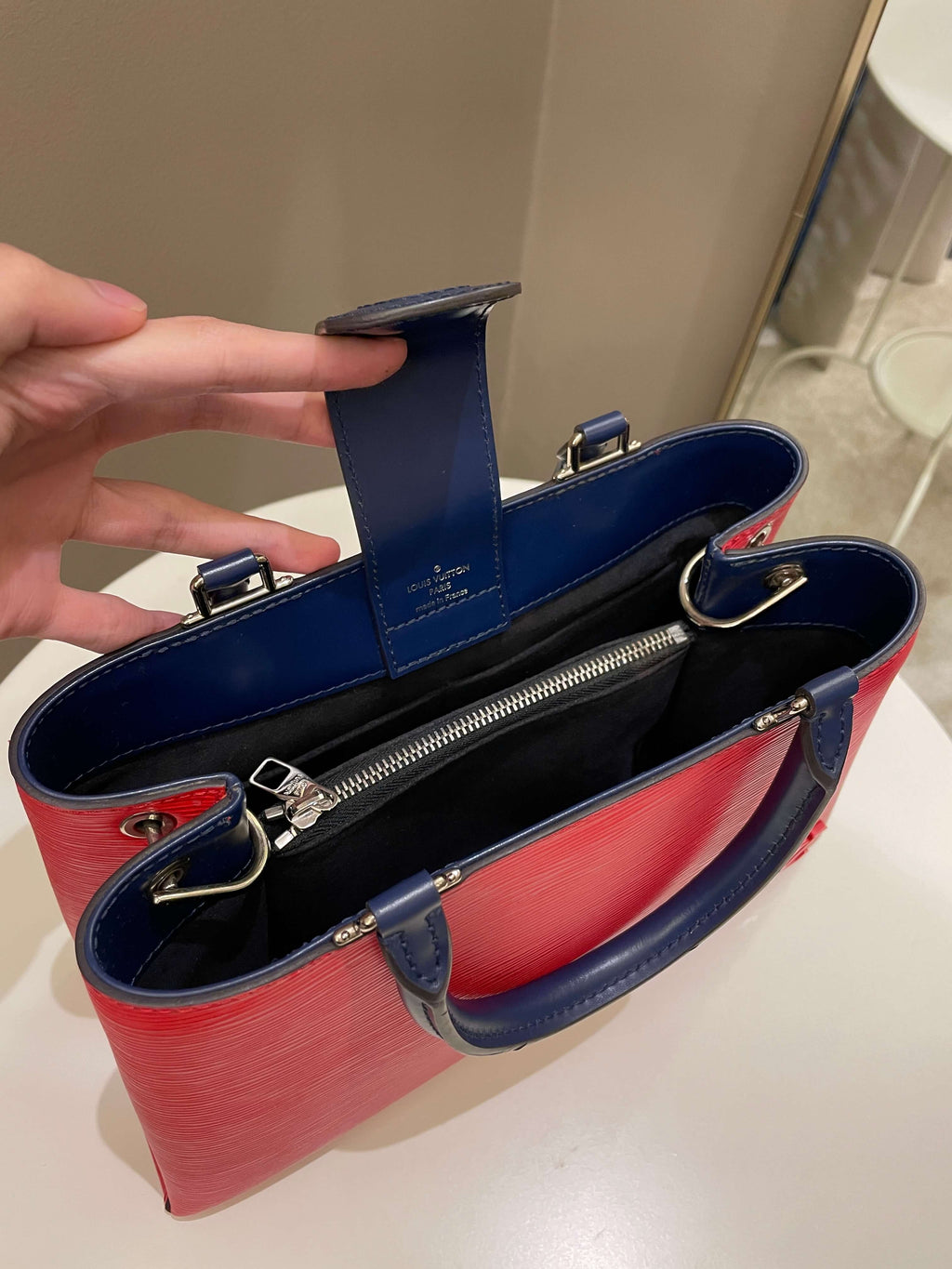 Louis Vuitton Kleber Coquelicot / Navy Epi Leather