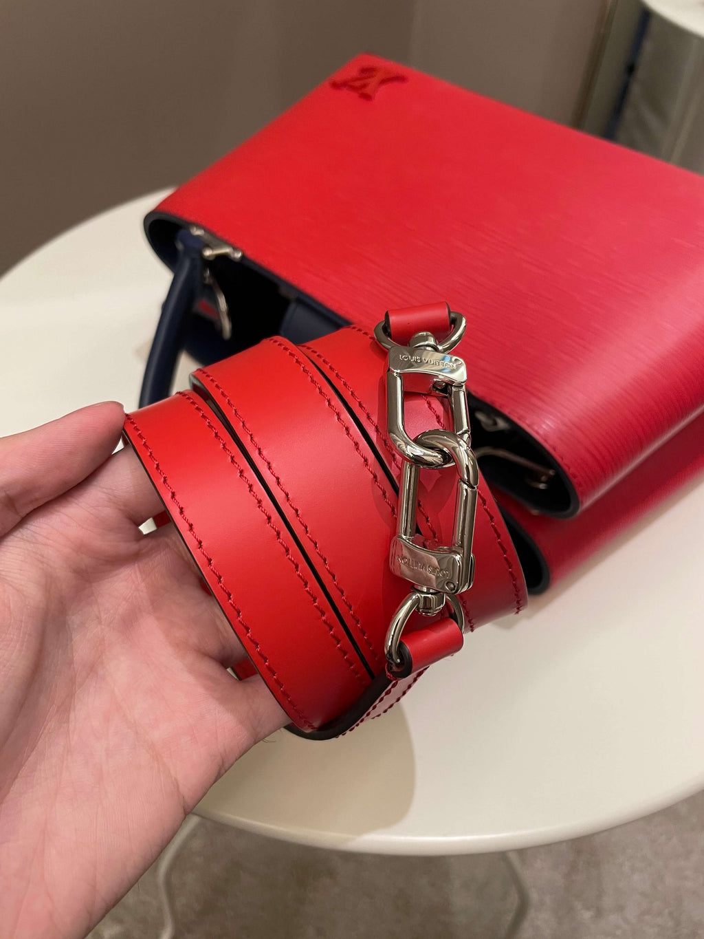 Louis Vuitton Kleber Coquelicot / Navy Epi Leather