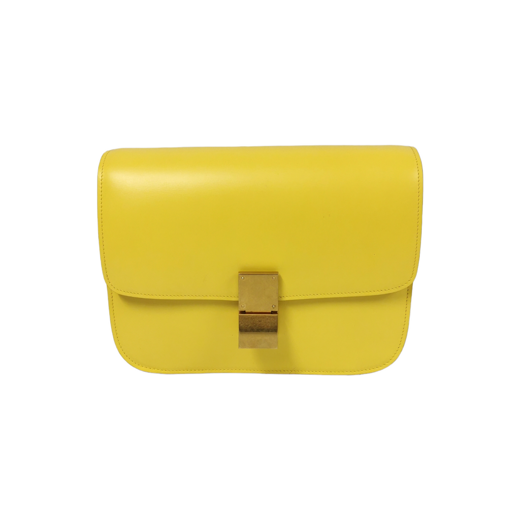 Celine Classic Box Medium Yellow Calfskin