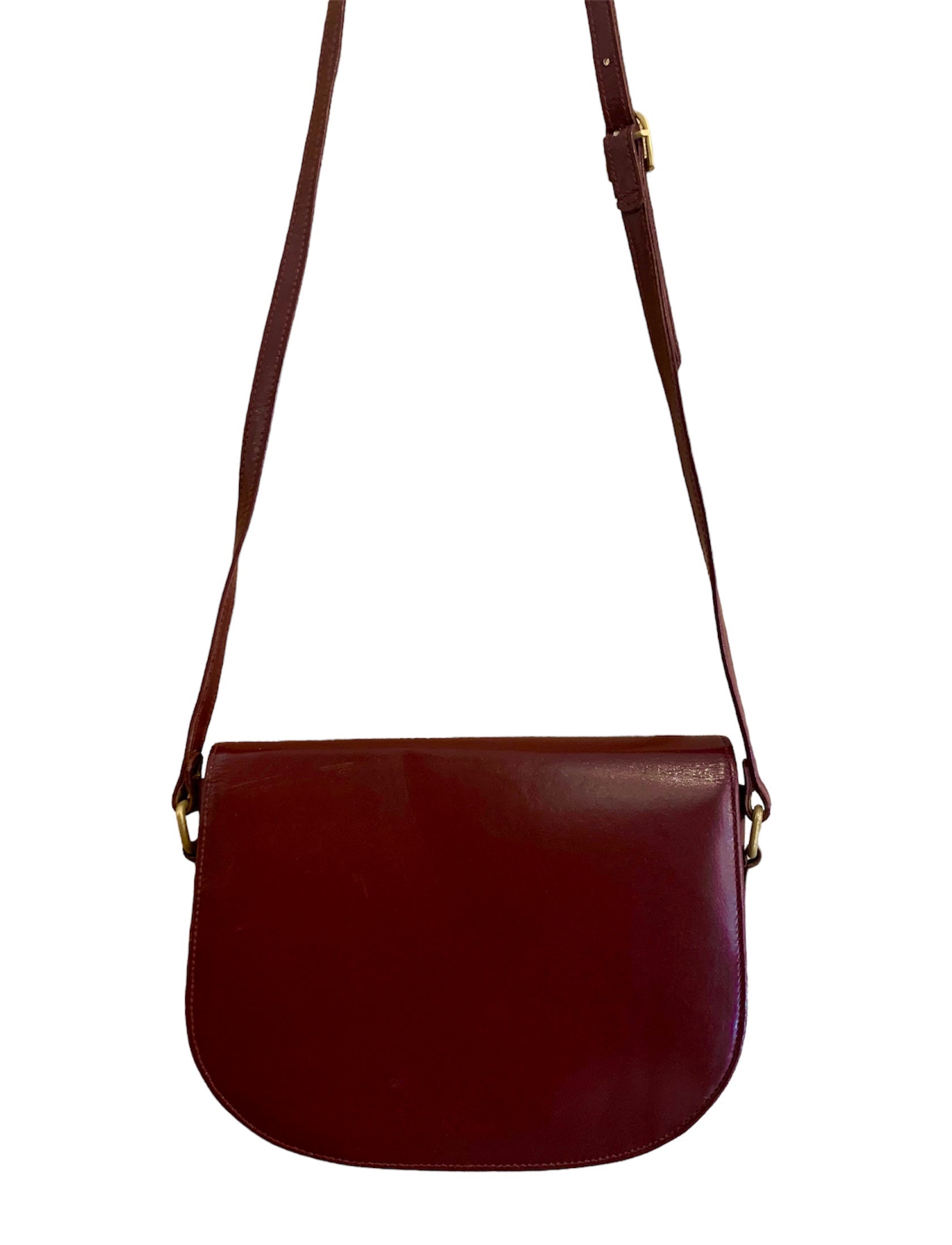 Vintage Cartier Cross Body Burgundy Leather Bag