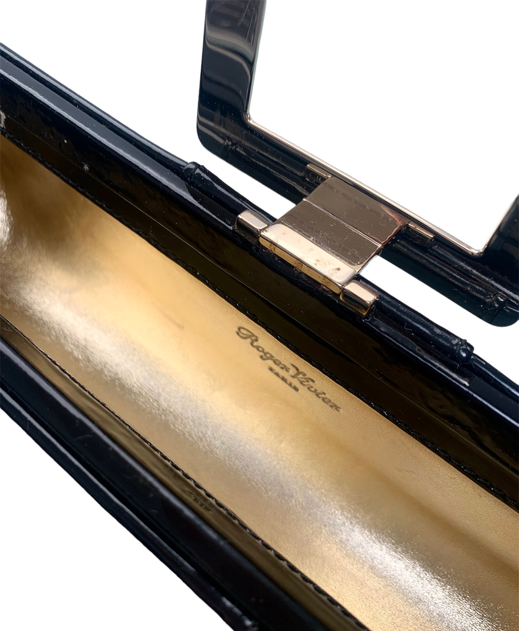 Roger Vivier Black Patent Leather Clutch