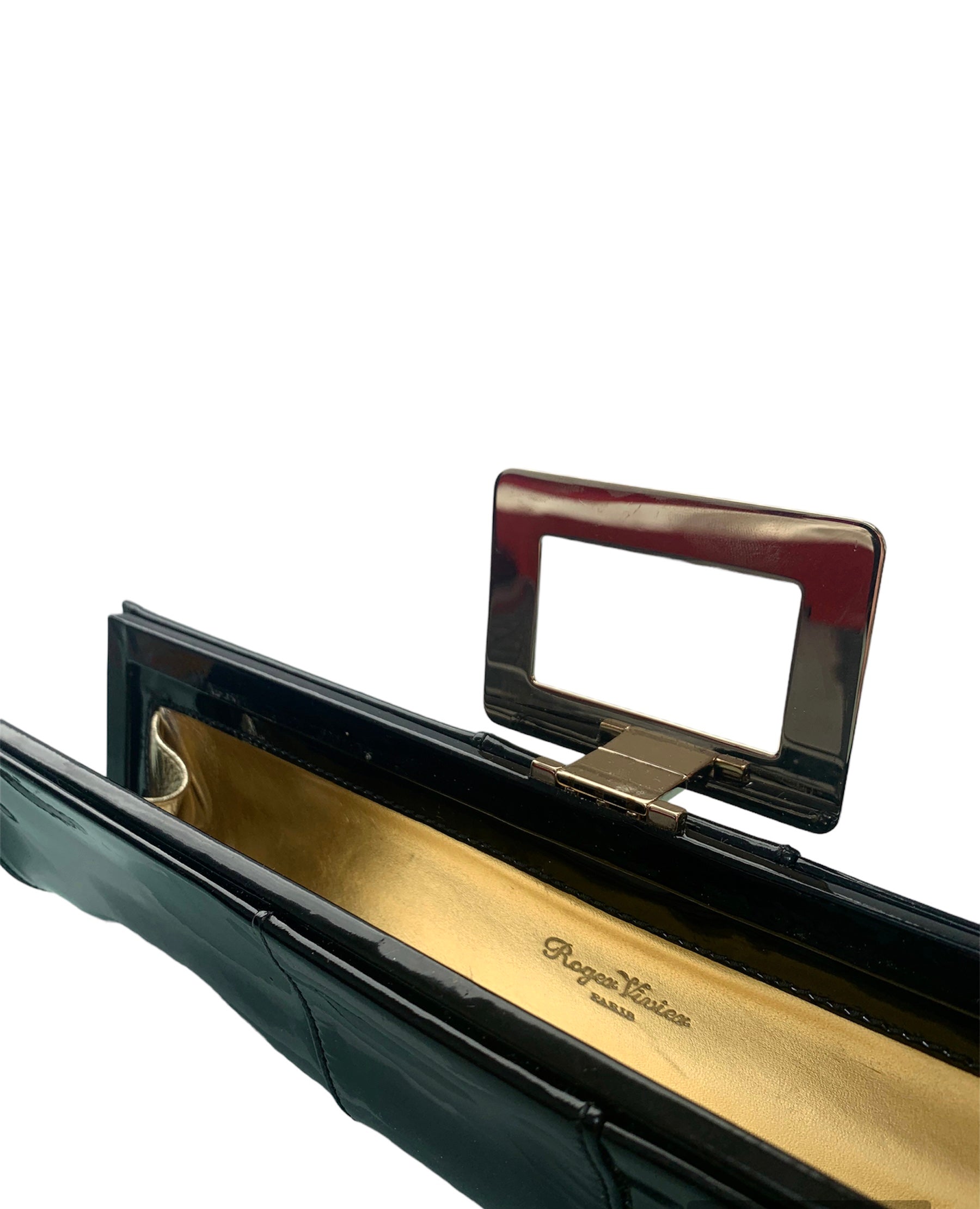 Roger Vivier Black Patent Leather Clutch