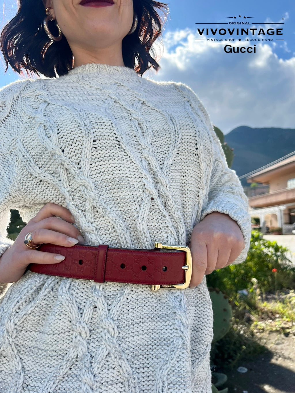 Cintura Gucci rossa Tg 42