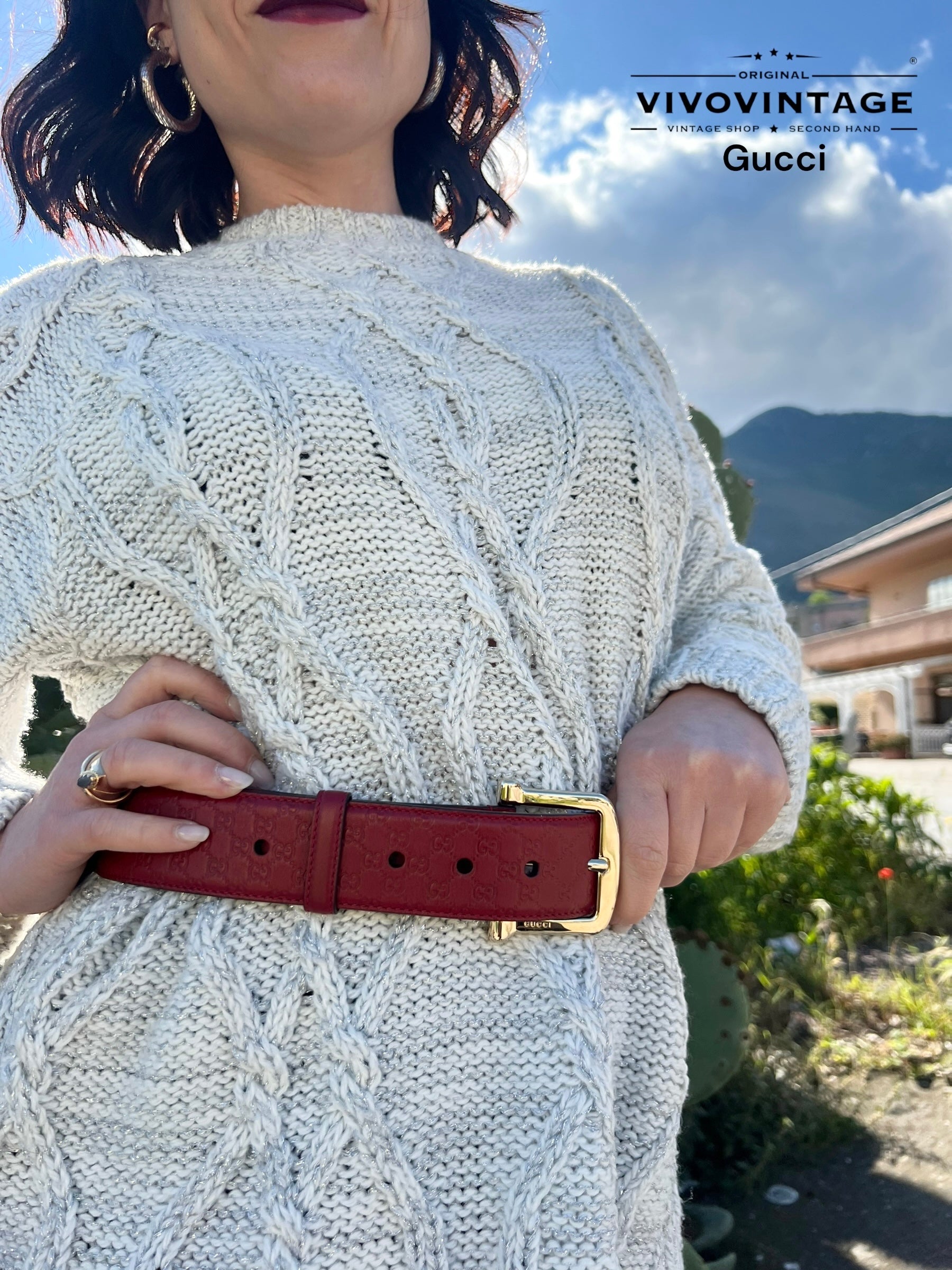 Cintura Gucci rossa Tg 42