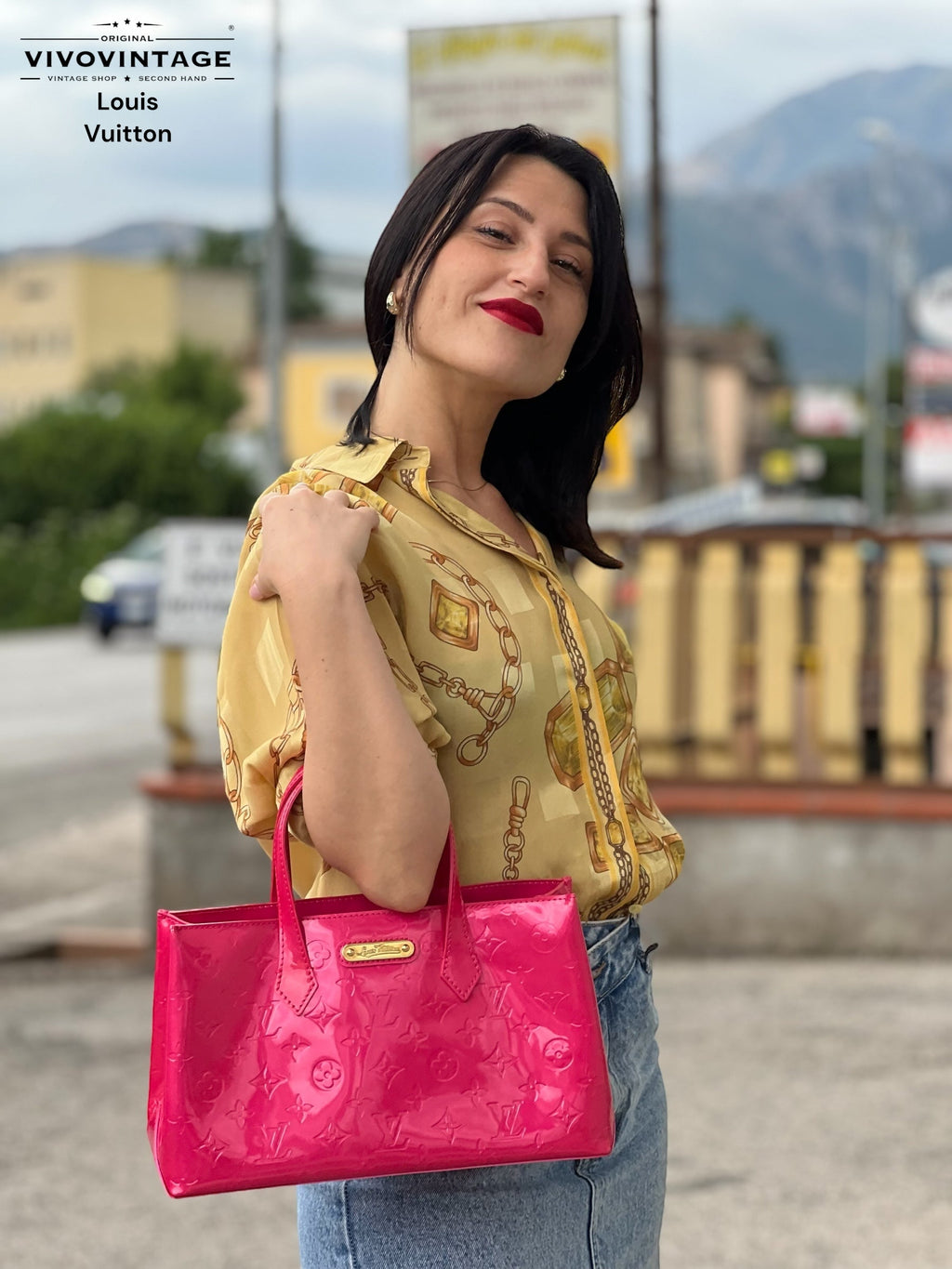 LV Wilshire vernis fucsia