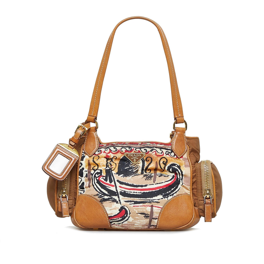 Prada Venice Watercolor Canvas Shoulder Bag (SHG-edyuc2)