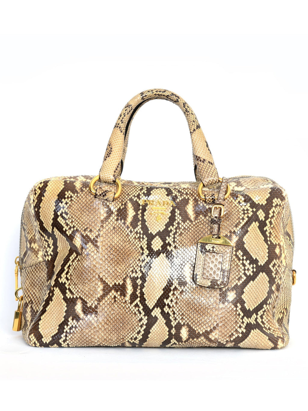 Beige Tone Snakeskin Bowling Bag