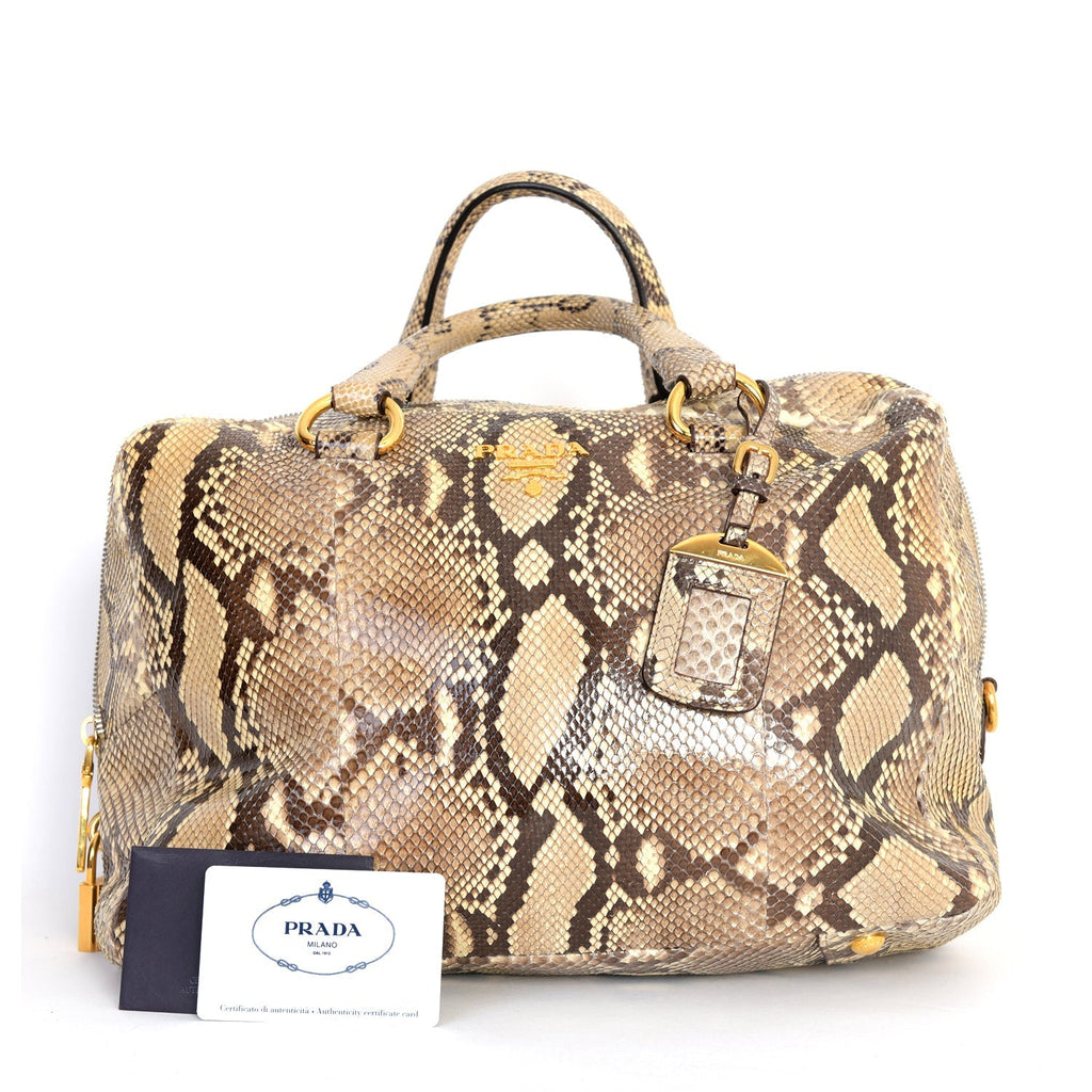 Beige Tone Snakeskin Bowling Bag