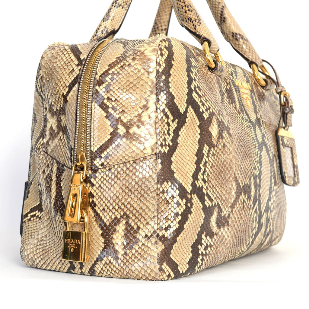 Beige Tone Snakeskin Bowling Bag