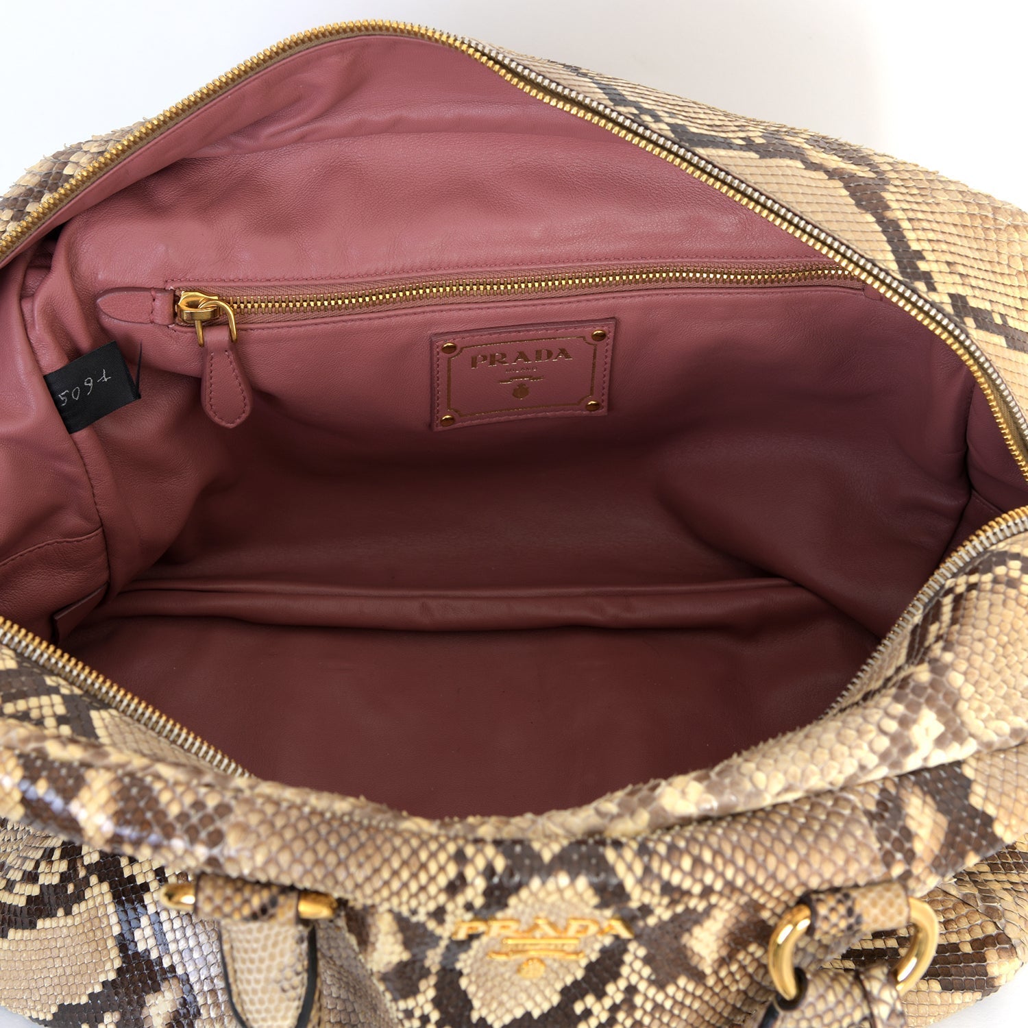 Beige Tone Snakeskin Bowling Bag