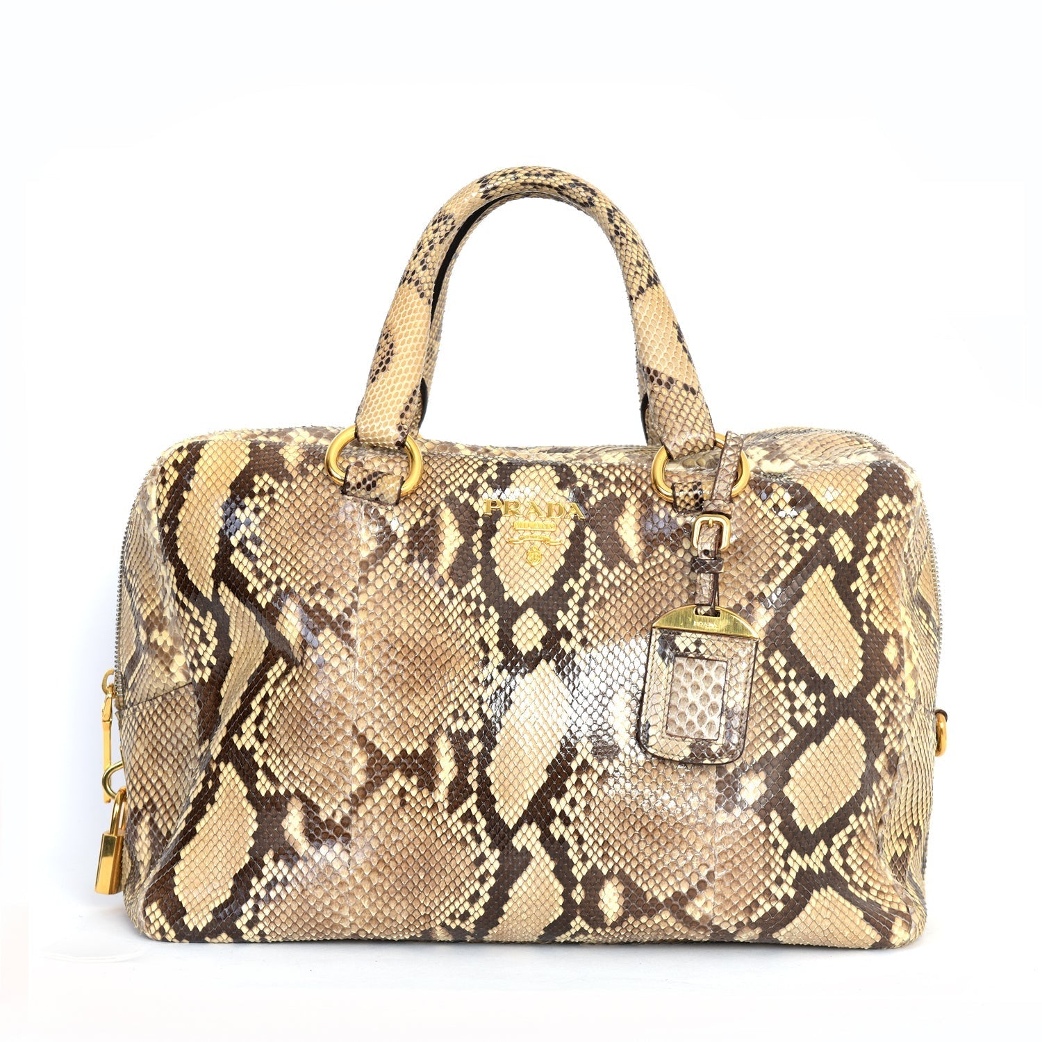 Beige Tone Snakeskin Bowling Bag