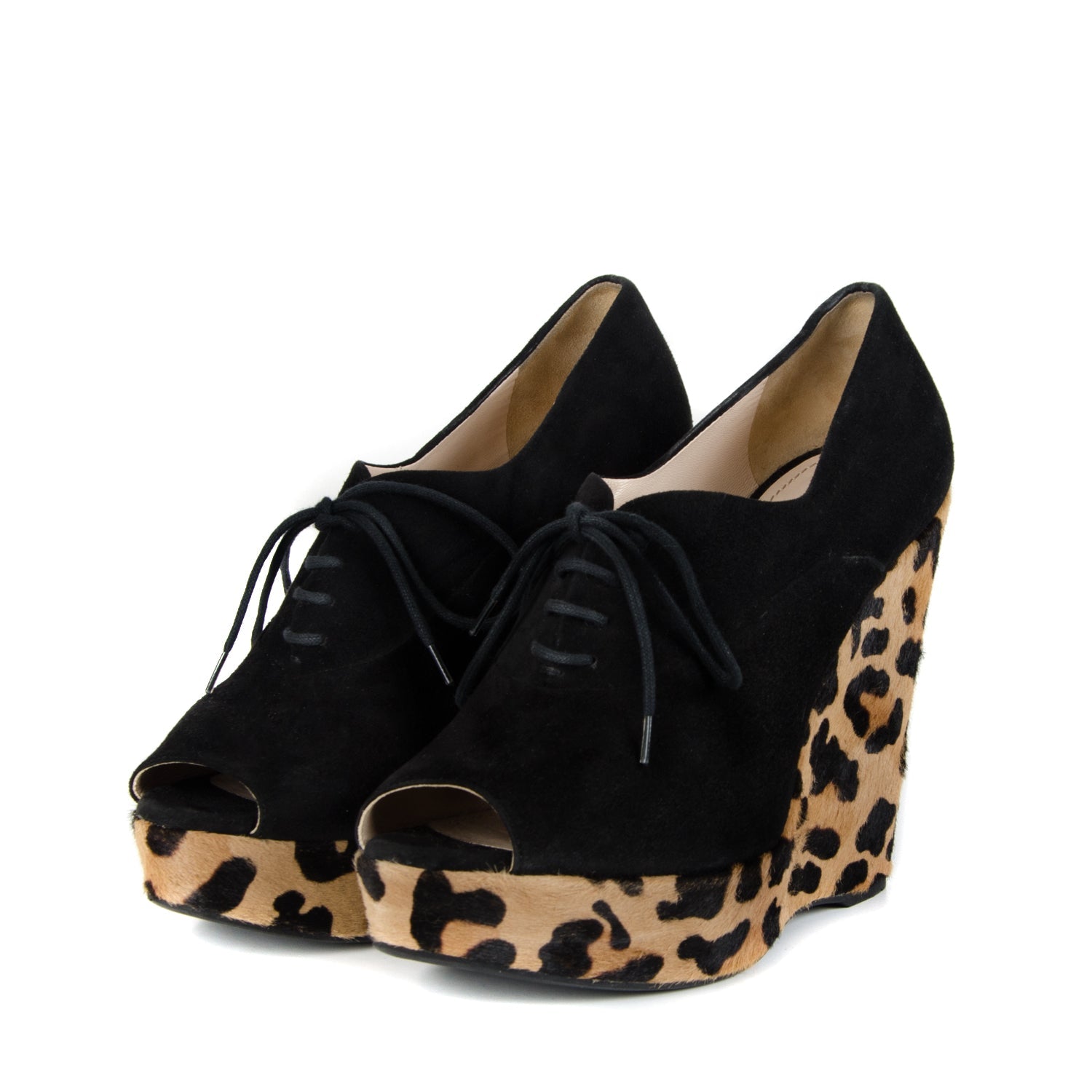 Leopard Print Suede Wedges