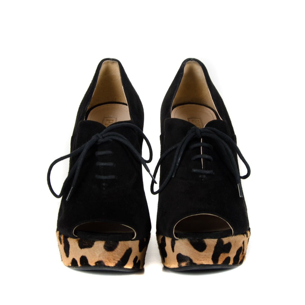 Leopard Print Suede Wedges
