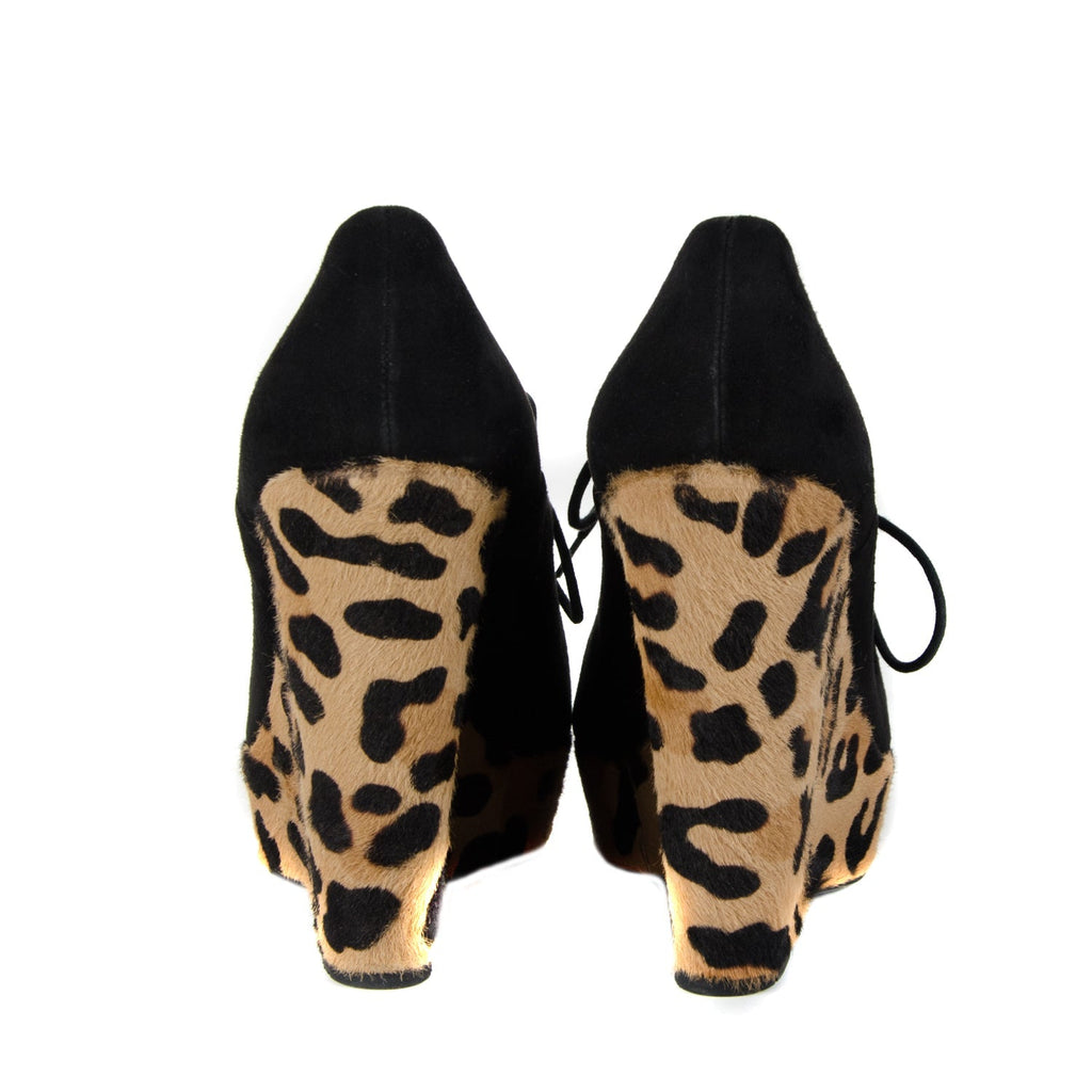 Leopard Print Suede Wedges