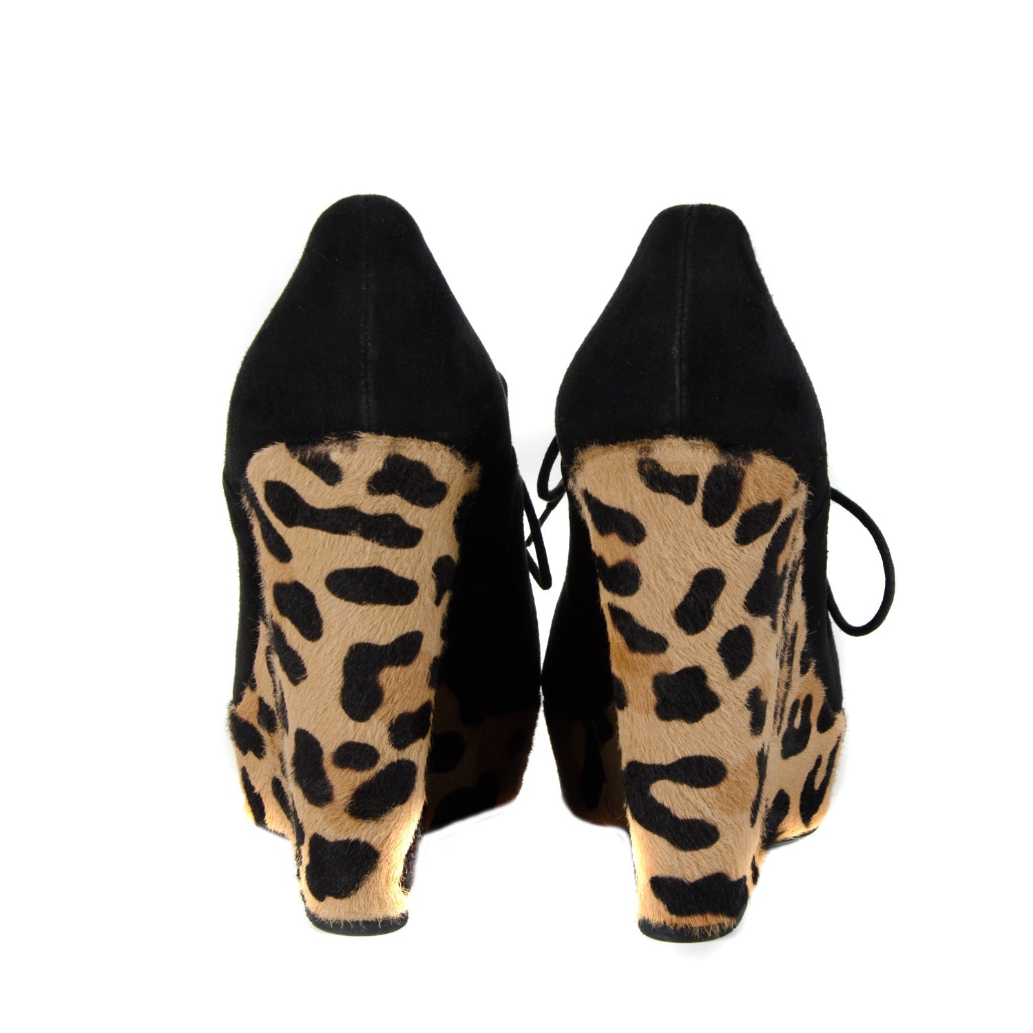 Leopard Print Suede Wedges