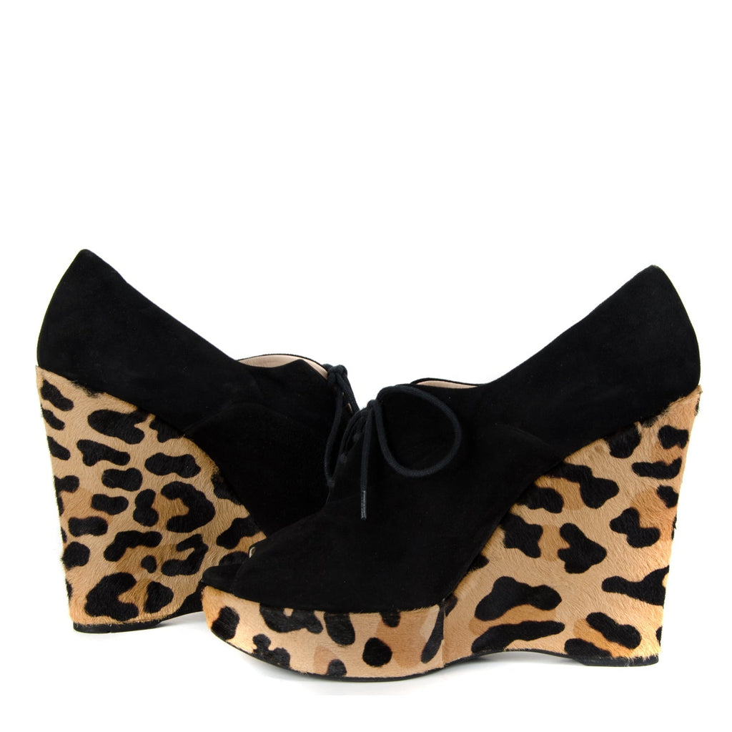 Leopard Print Suede Wedges