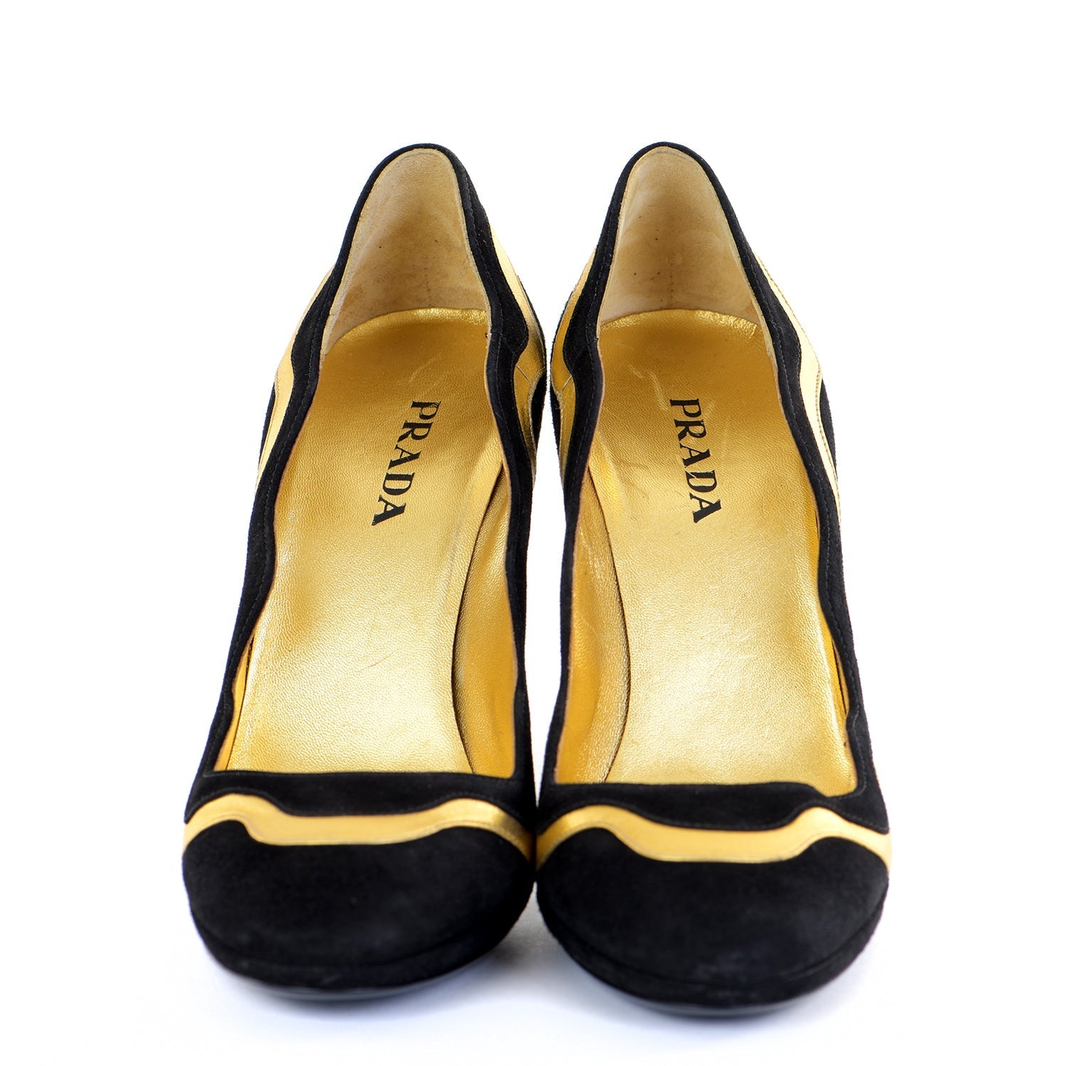 Suede Metallic Gold Swirl Pumps