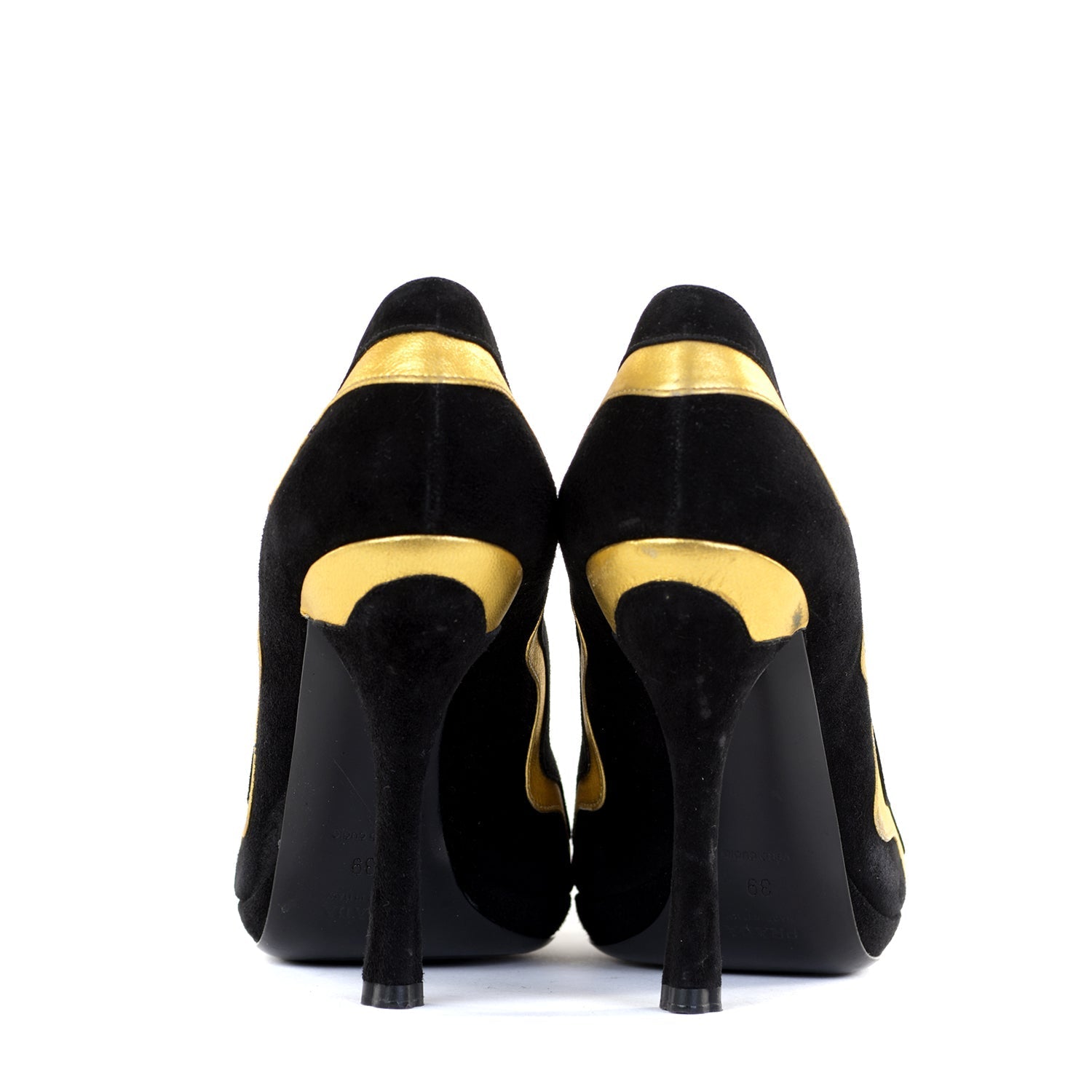 Suede Metallic Gold Swirl Pumps