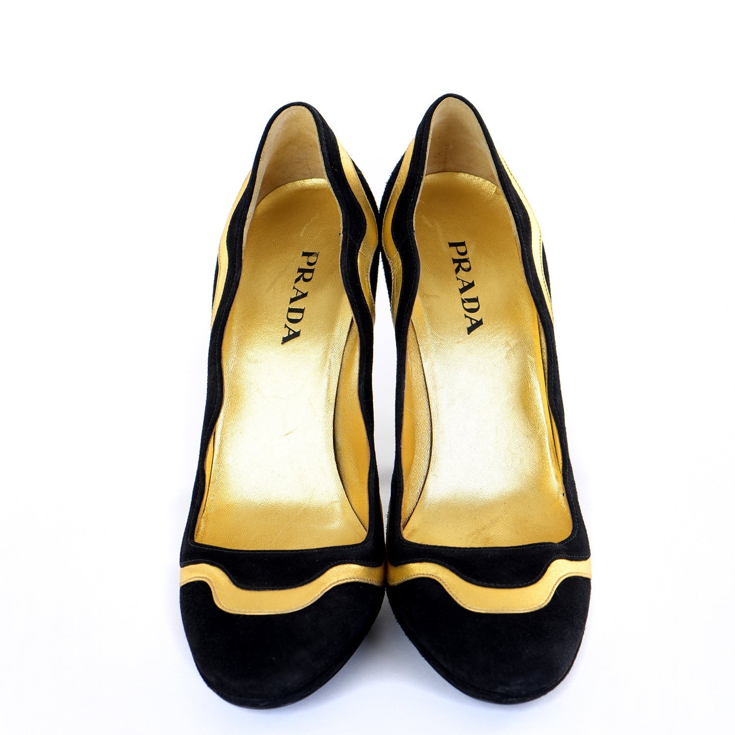 Suede Metallic Gold Swirl Pumps