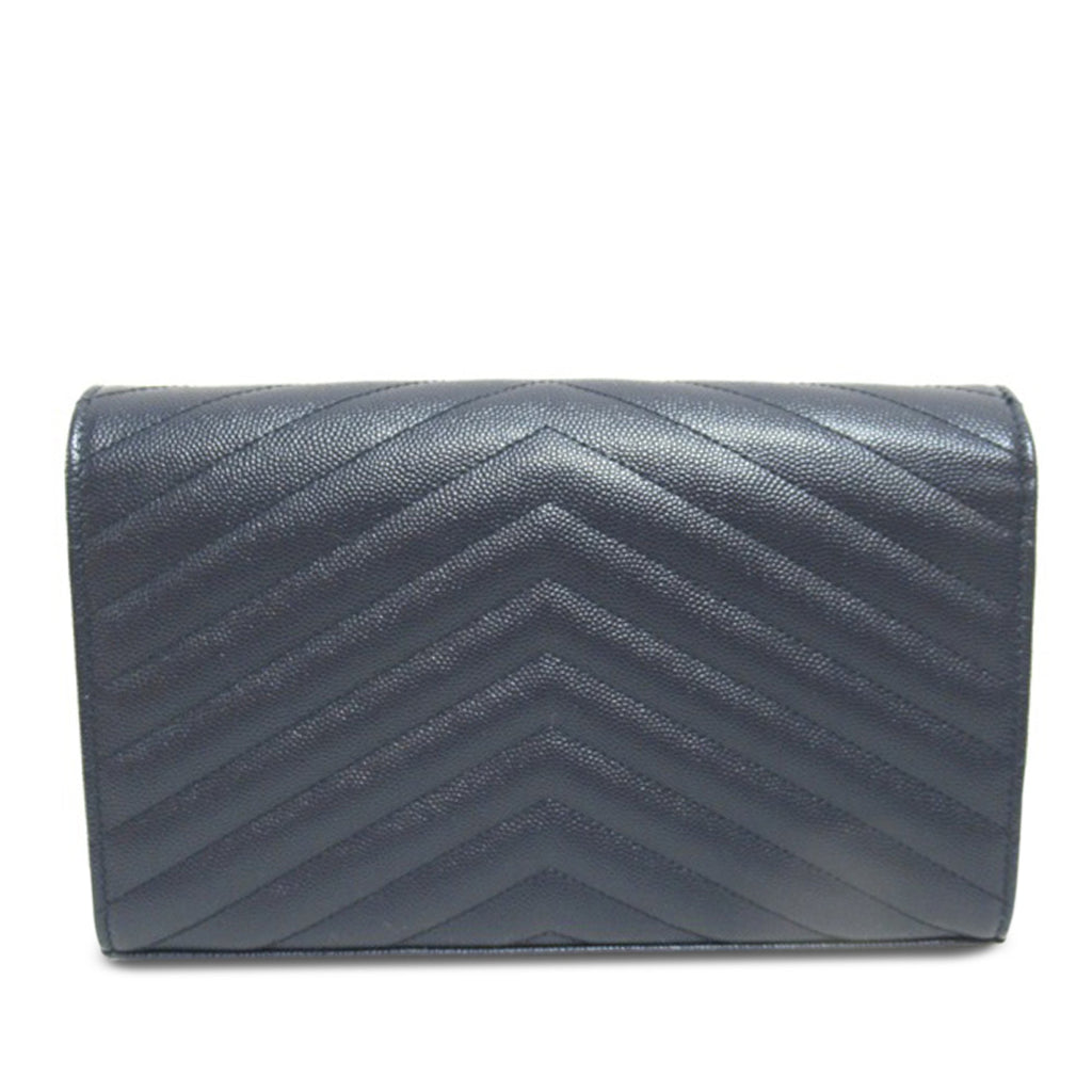 Yves Saint Laurent Envelope Wallet on Chain Blue Leather