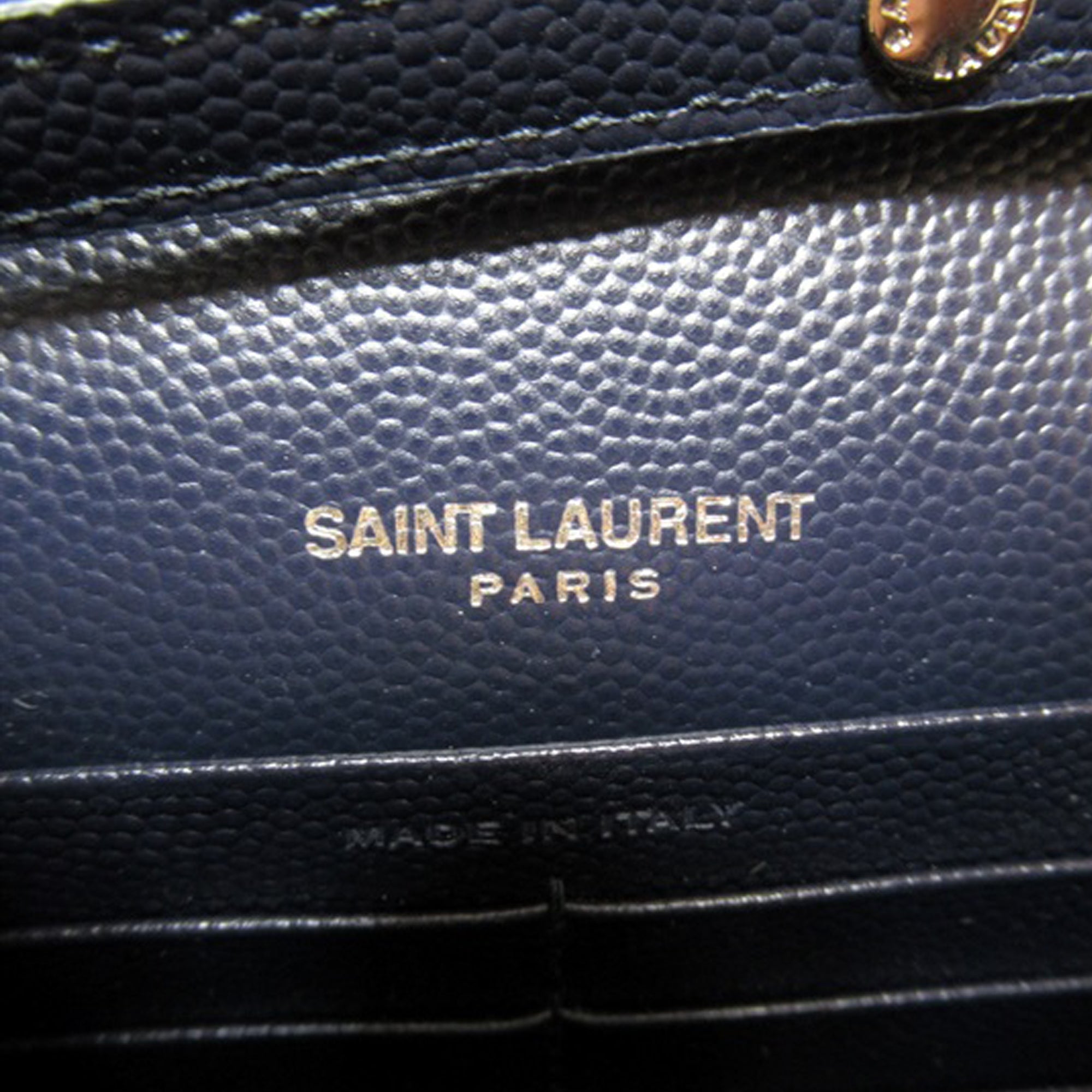 Yves Saint Laurent Envelope Wallet on Chain Blue Leather
