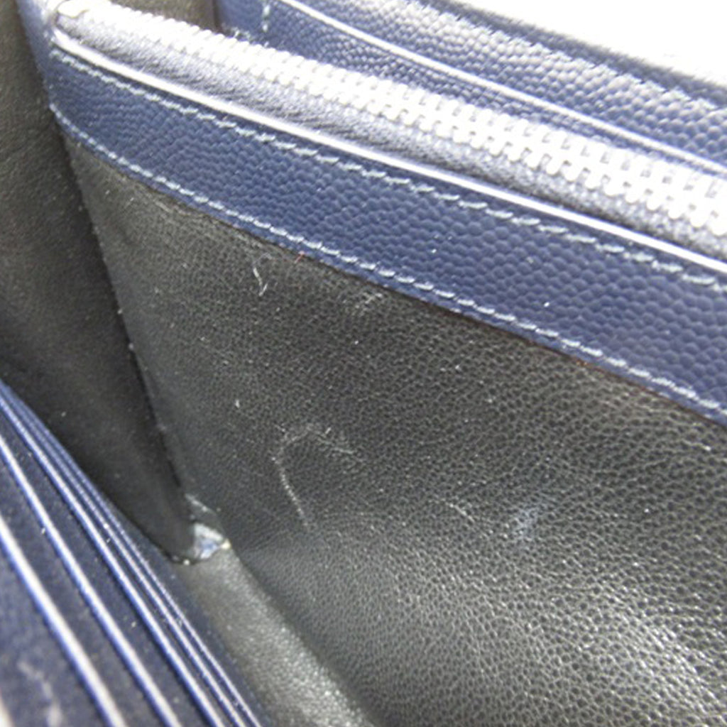 Yves Saint Laurent Envelope Wallet on Chain Blue Leather