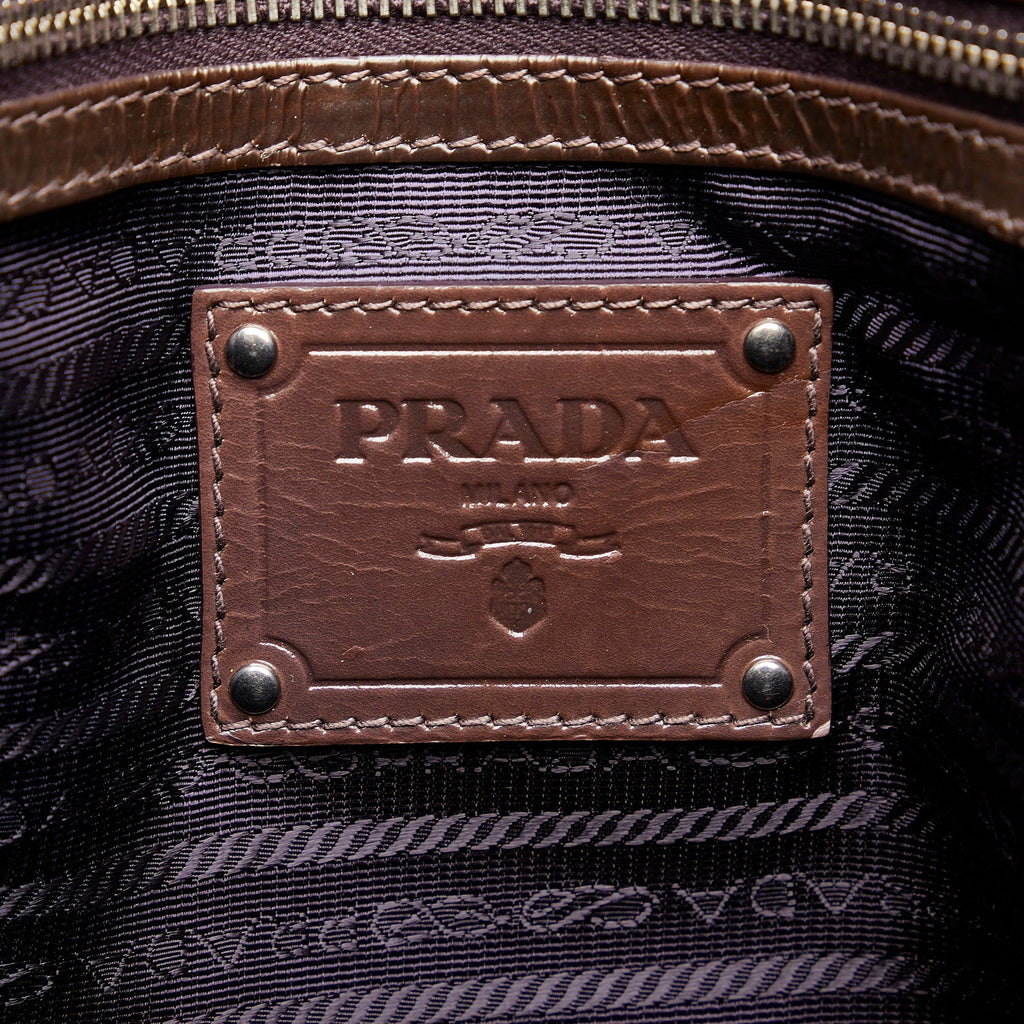 Brown Prada Vitello Shine Tote Bag