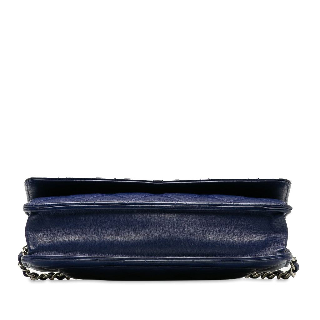 Chanel Wallet On Chain Blue Lambskin Silver