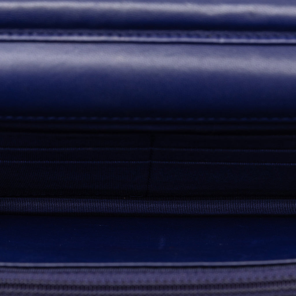 Chanel Wallet On Chain Blue Lambskin Silver