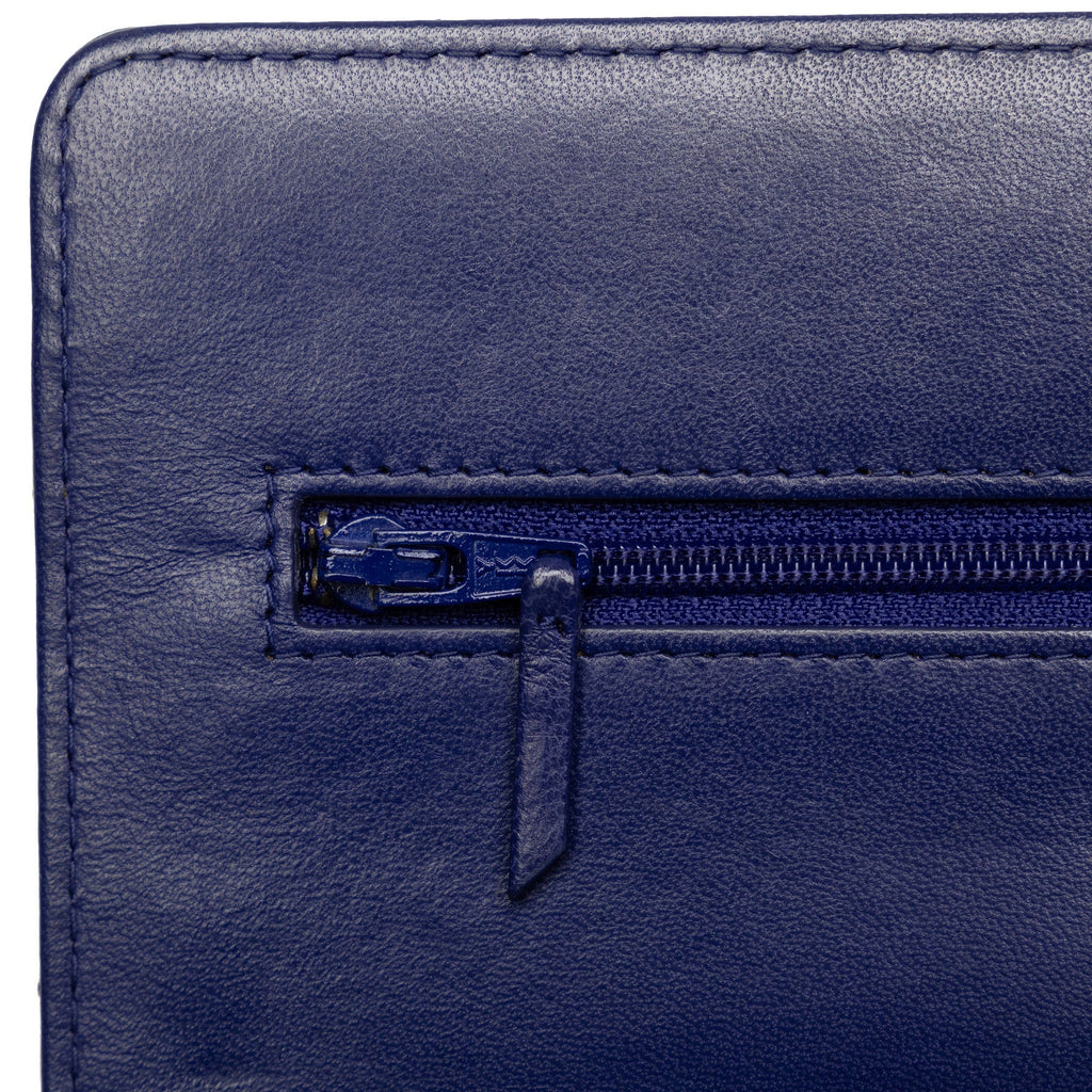 Chanel Wallet On Chain Blue Lambskin Silver