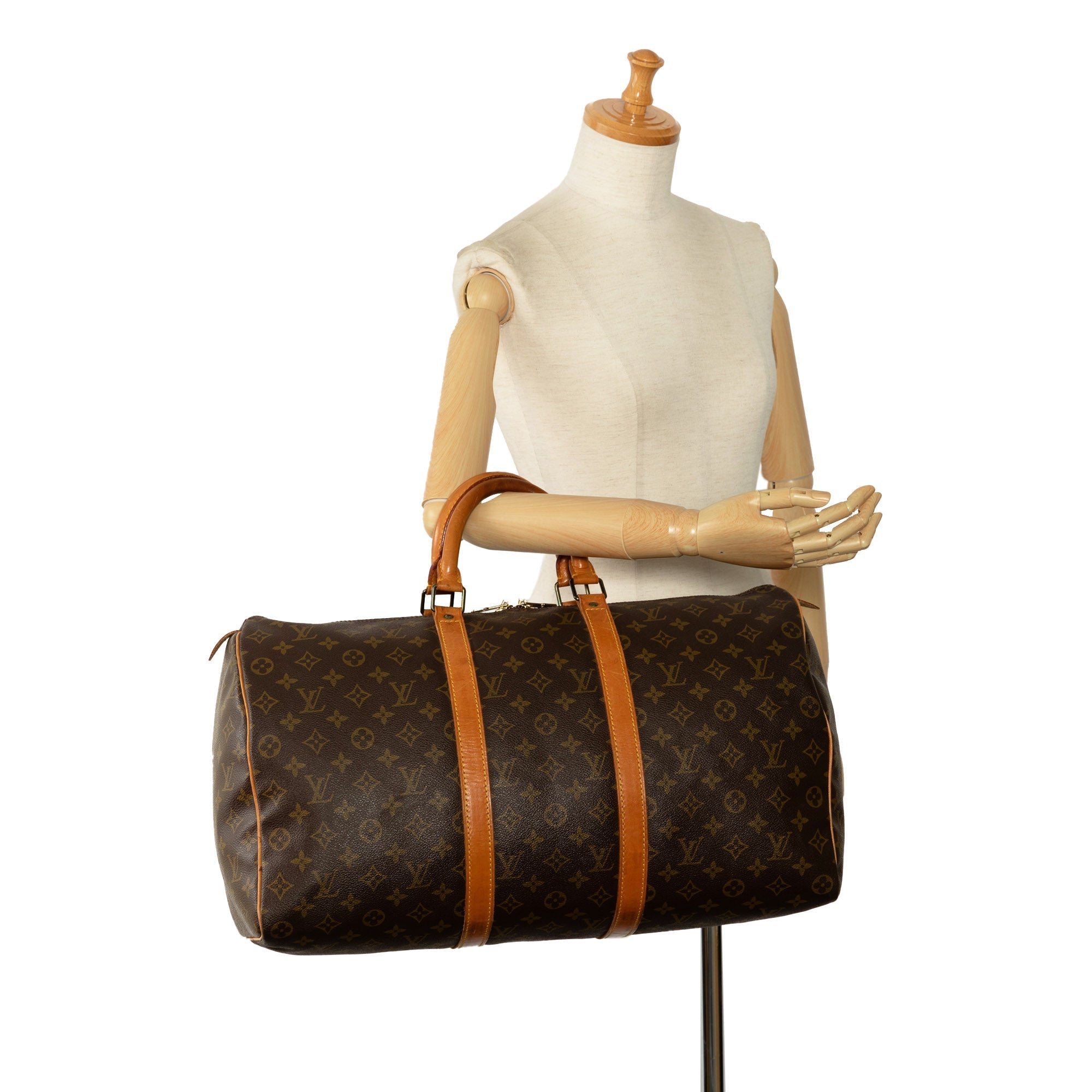 Brown Louis Vuitton Monogram Keepall 50 Travel Bag