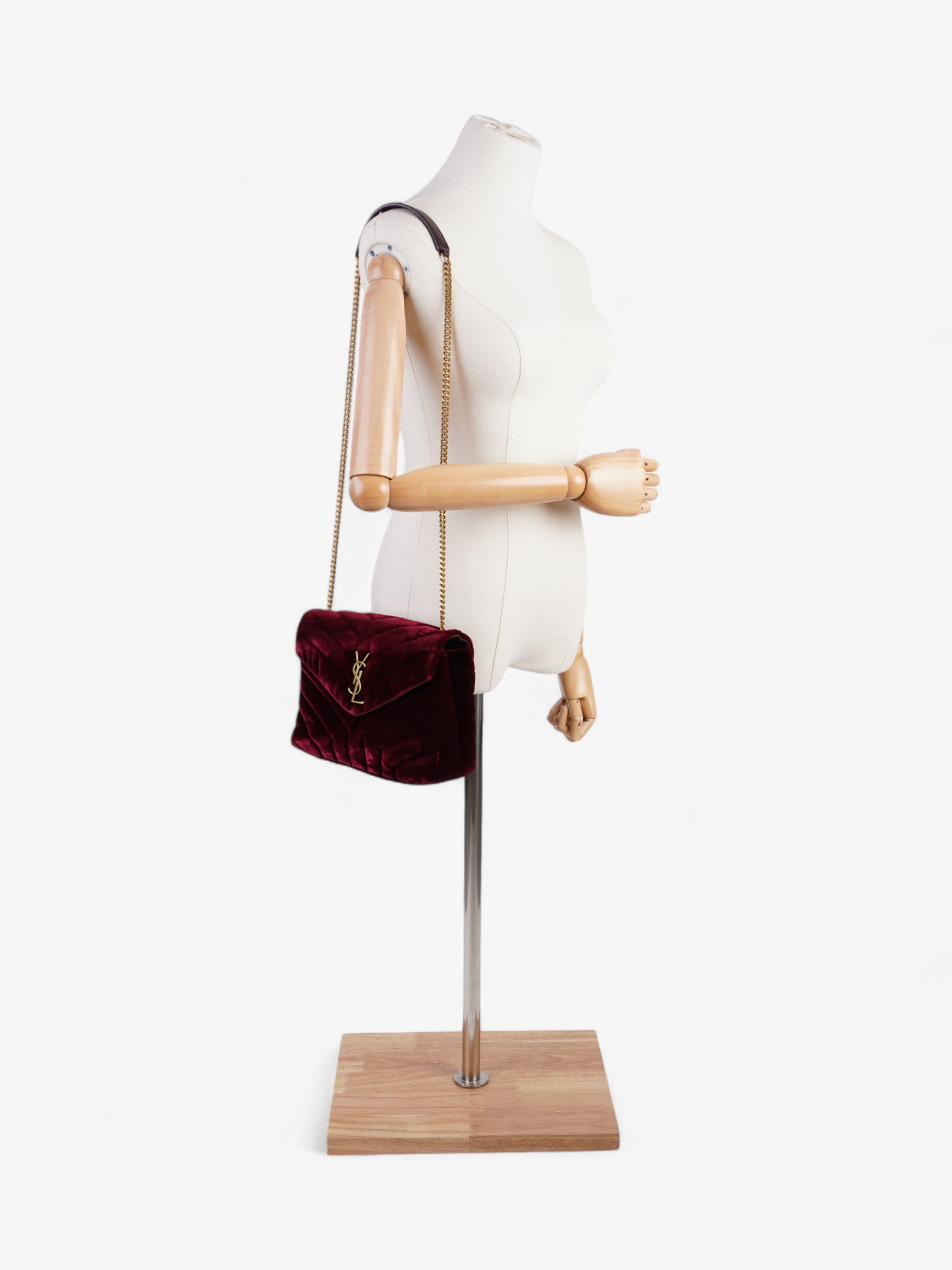 Saint Laurent Lou Lou Burgundy Velvet Small